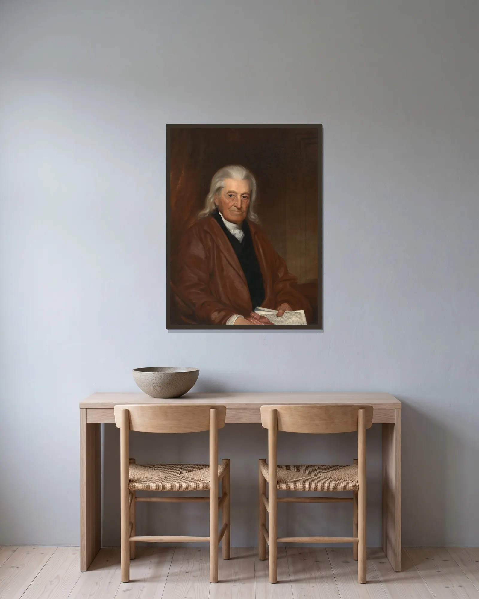 William Samuel Johnson av John Wesley Jarvis inramad på en vägg