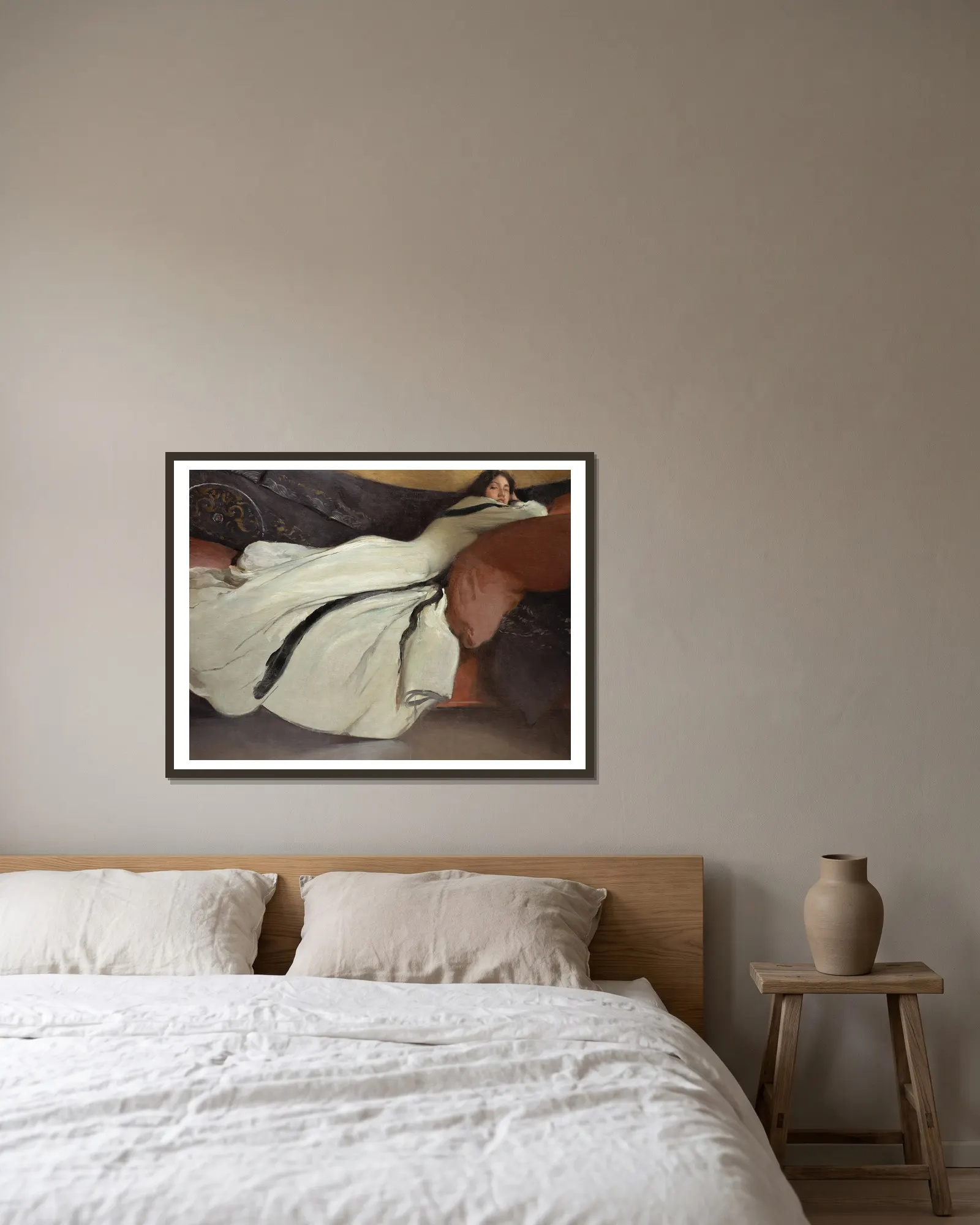 Repose av John White Alexander inramad på en vägg