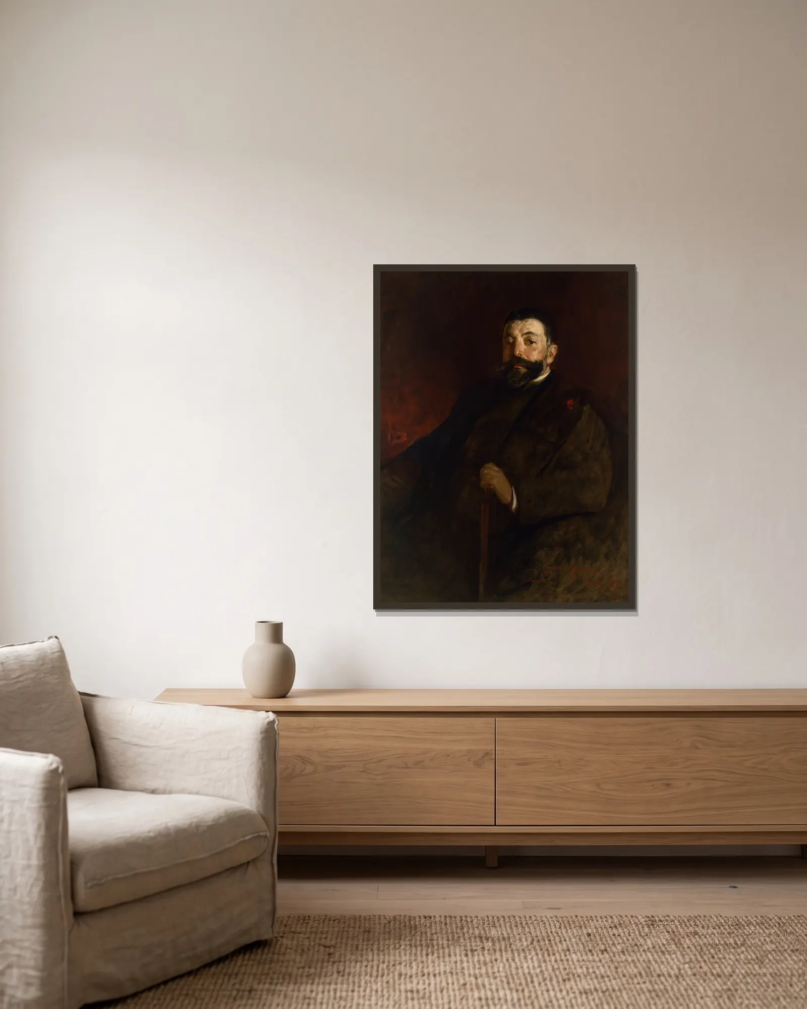 Thomas Nast av John White Alexander inramad på en vägg