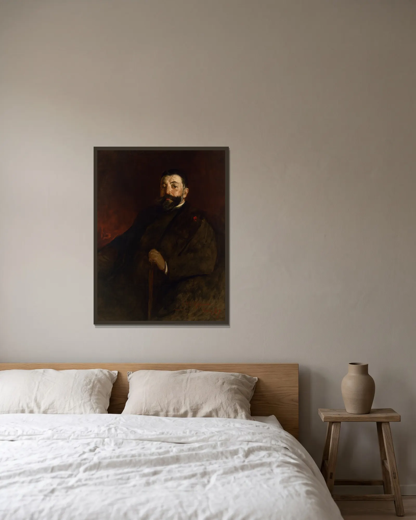 Thomas Nast av John White Alexander inramad på en vägg