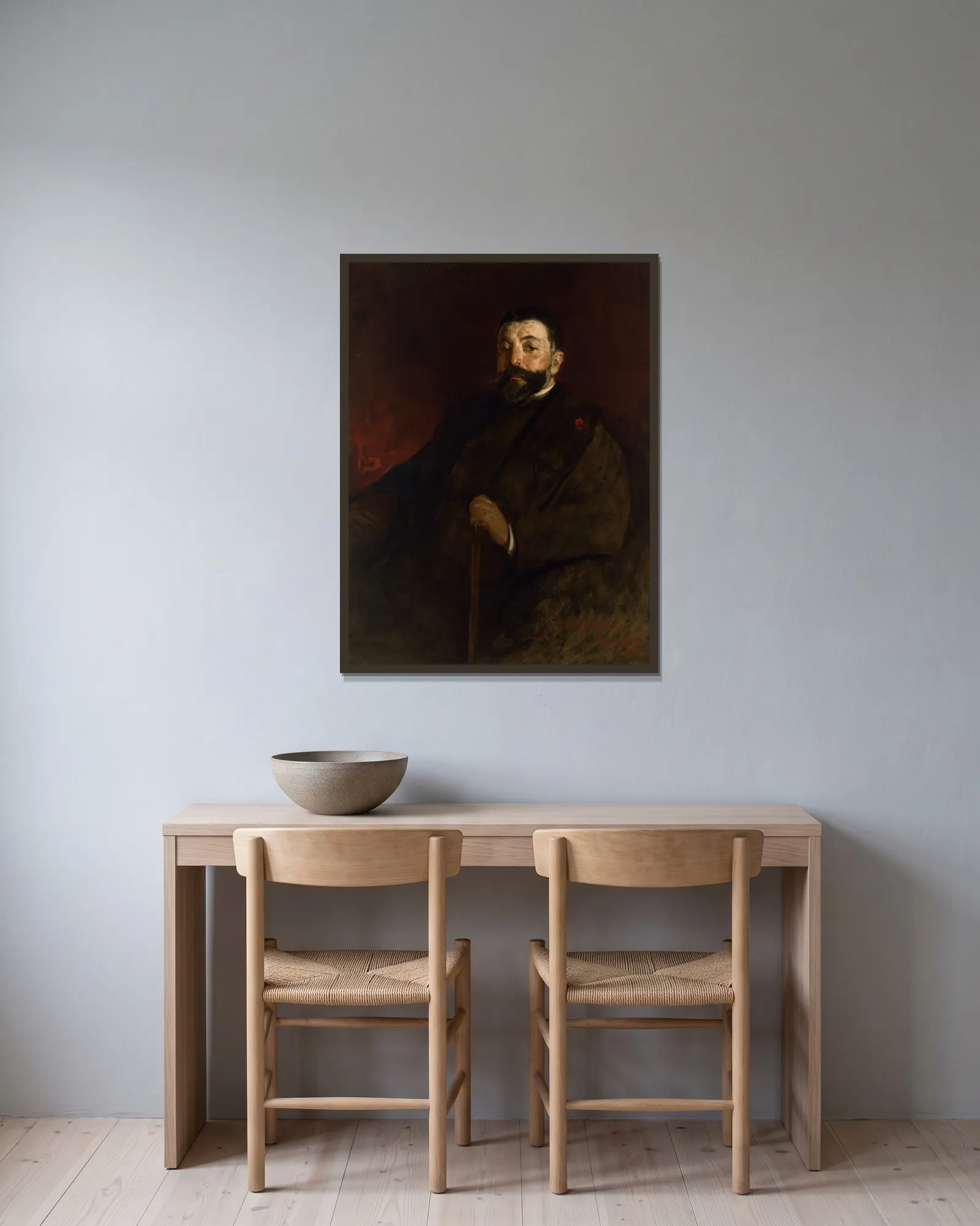 Thomas Nast av John White Alexander inramad på en vägg