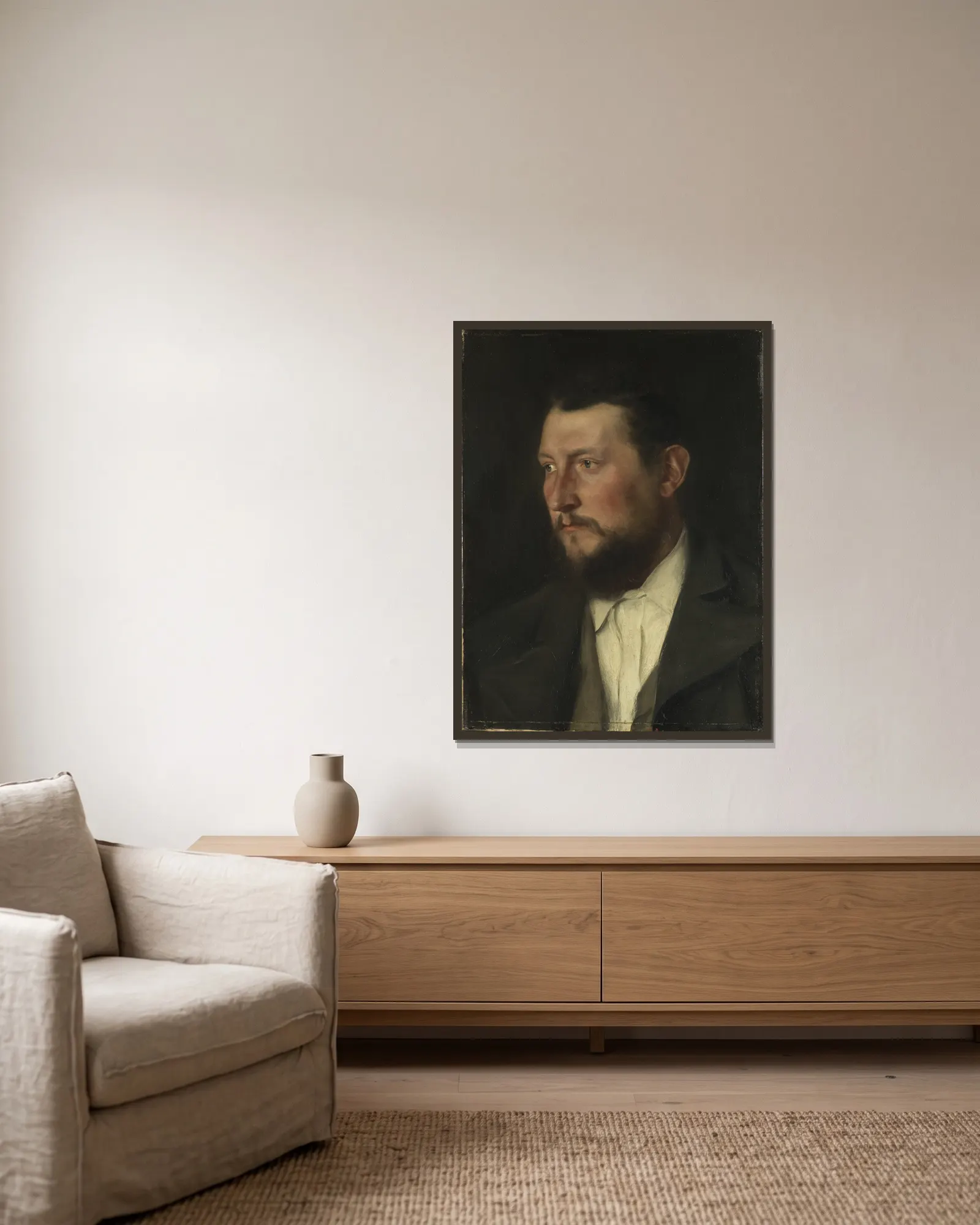 The Chemist J Jais av Wilhelm Leibl inramad på en vägg
