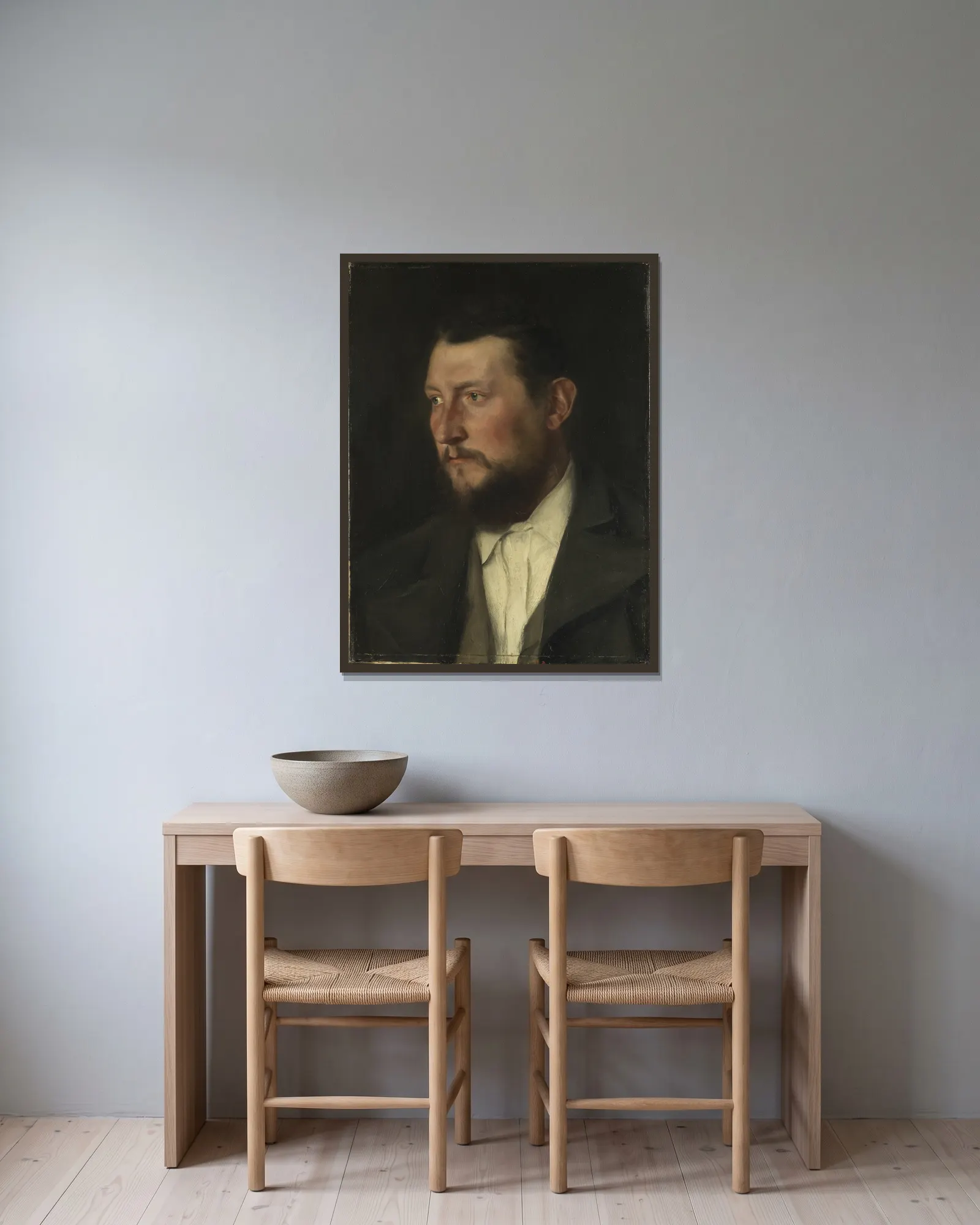 The Chemist J Jais av Wilhelm Leibl inramad på en vägg