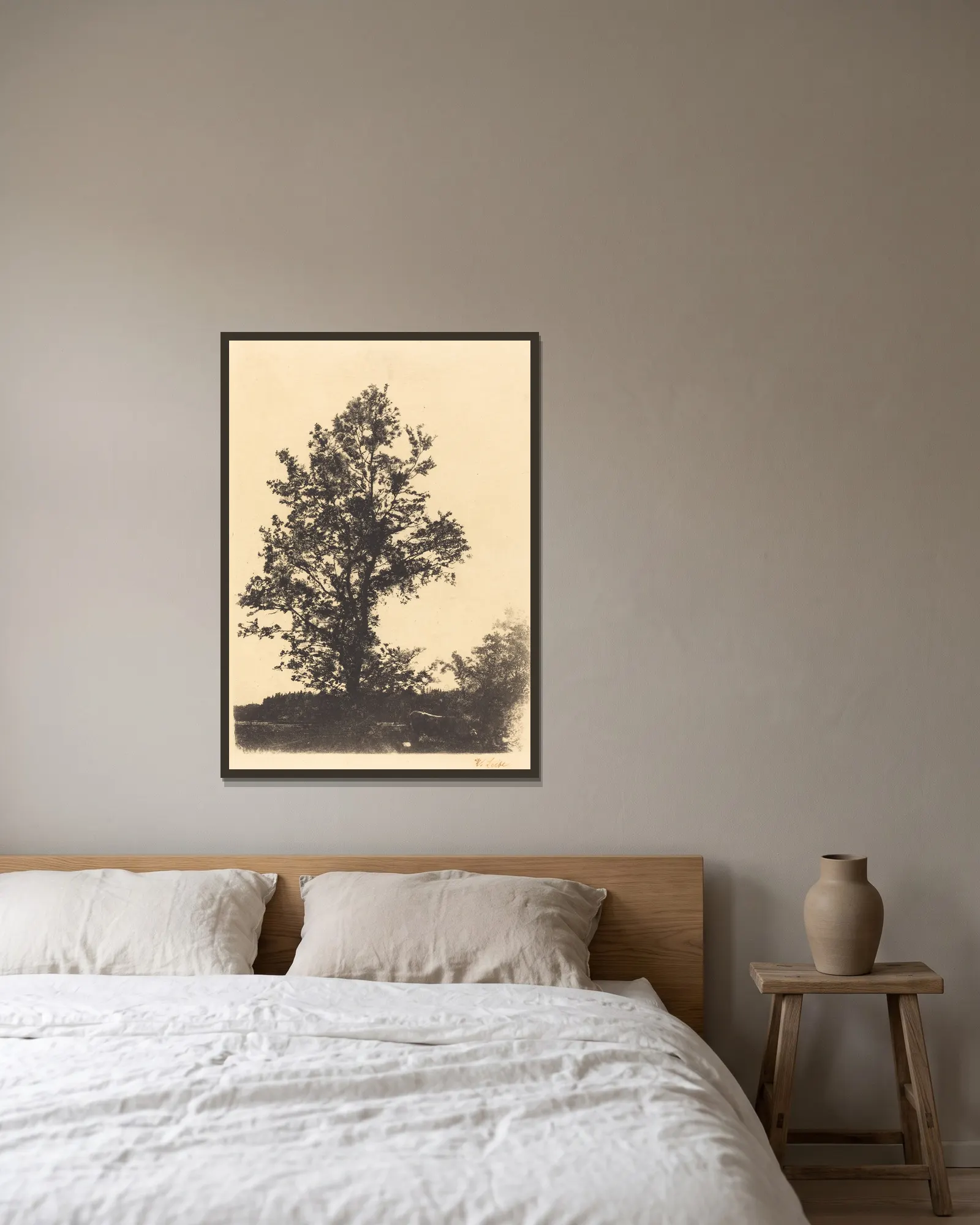 The Large Tree av Wilhelm Leibl inramad på en vägg