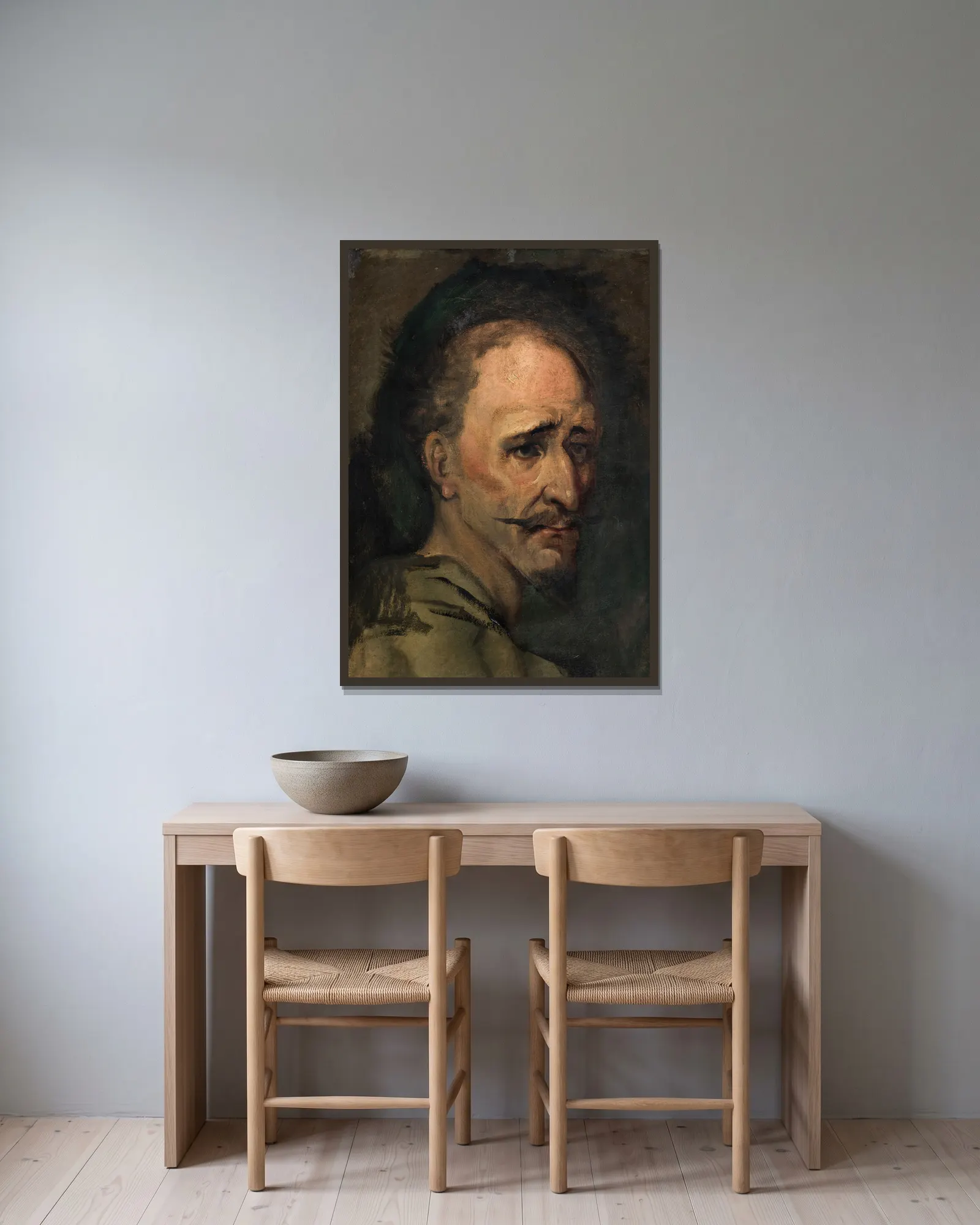 Don Quixote av Wilhelm Marstrand inramad på en vägg
