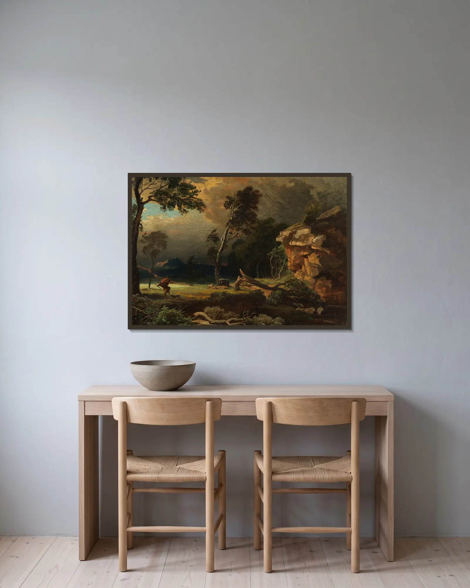 Kains Flucht av Johann Wilhelm Schirmer inramad på en vägg