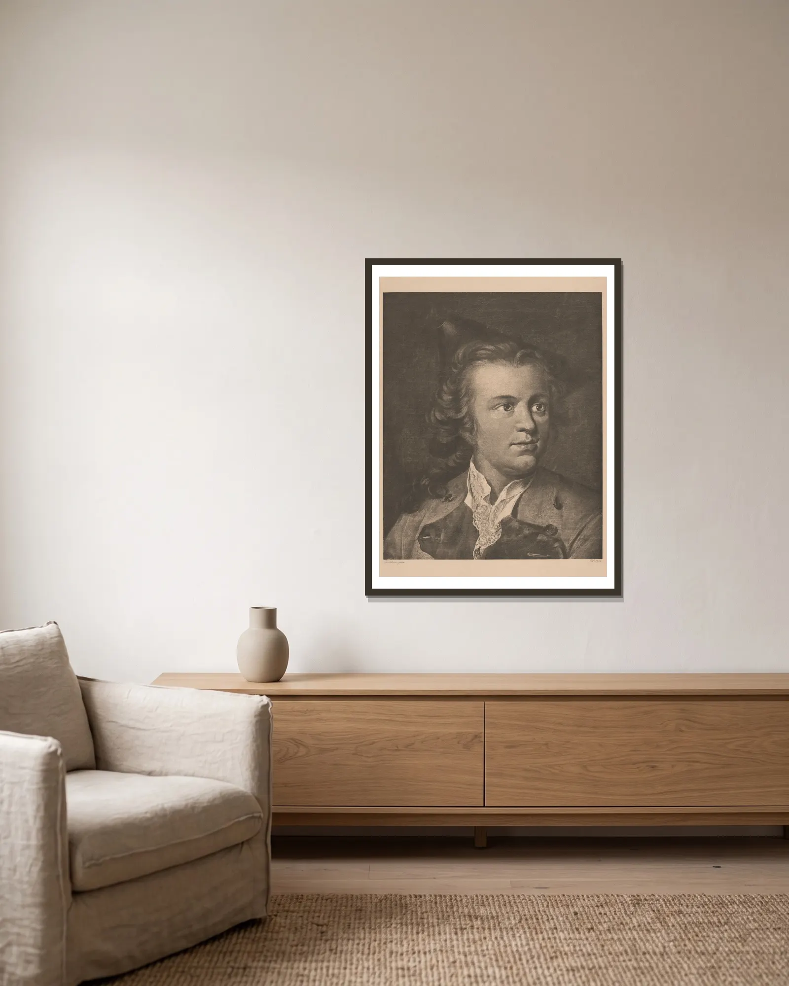 G. E. Lessing av Johann Heinrich Wilhelm Tischbein inramad på en vägg