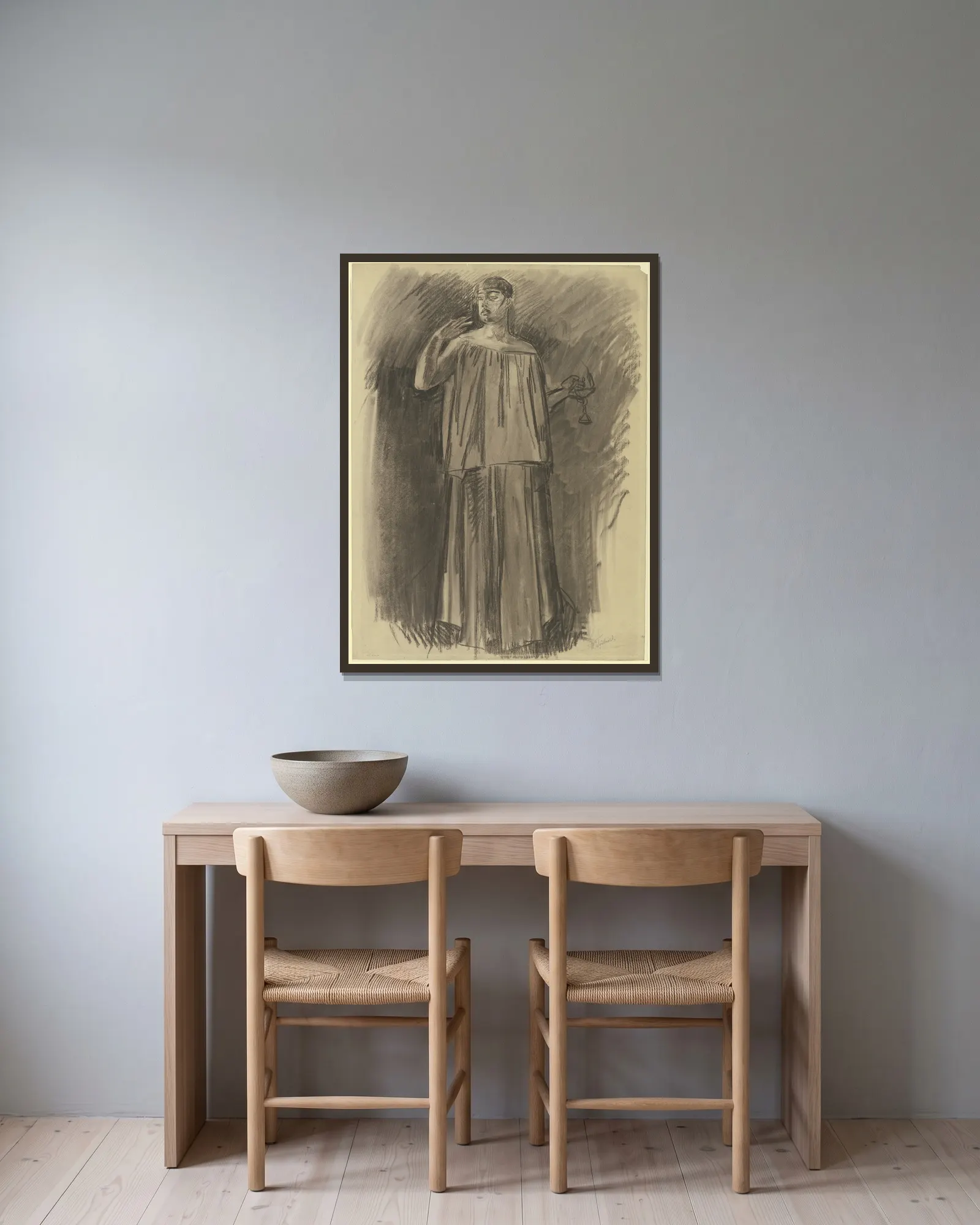 Die schlafwandelnde Lady Macbeth av Wilhelm Trübner inramad på en vägg