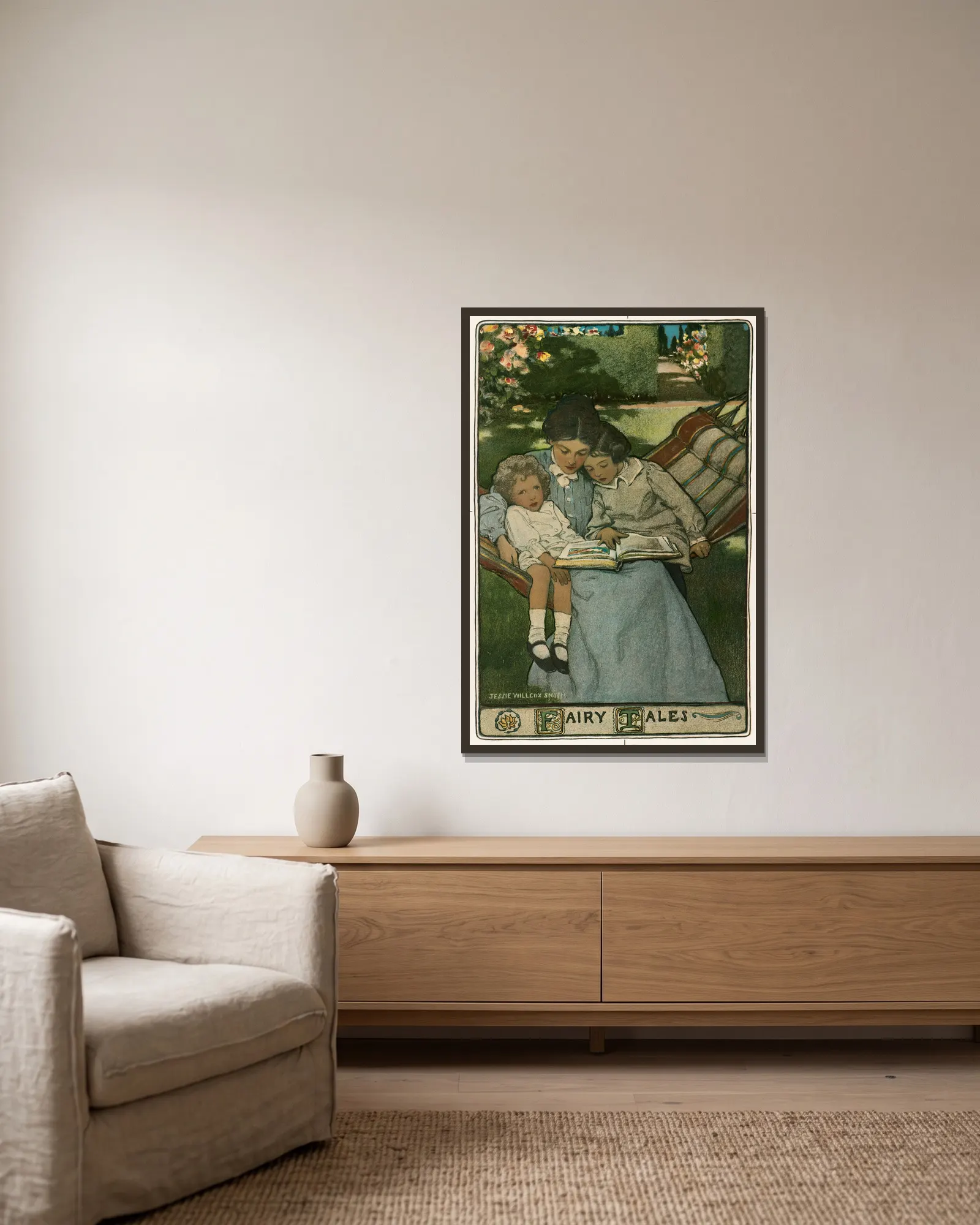 Fairy Tales av Jessie Willcox Smith inramad på en vägg