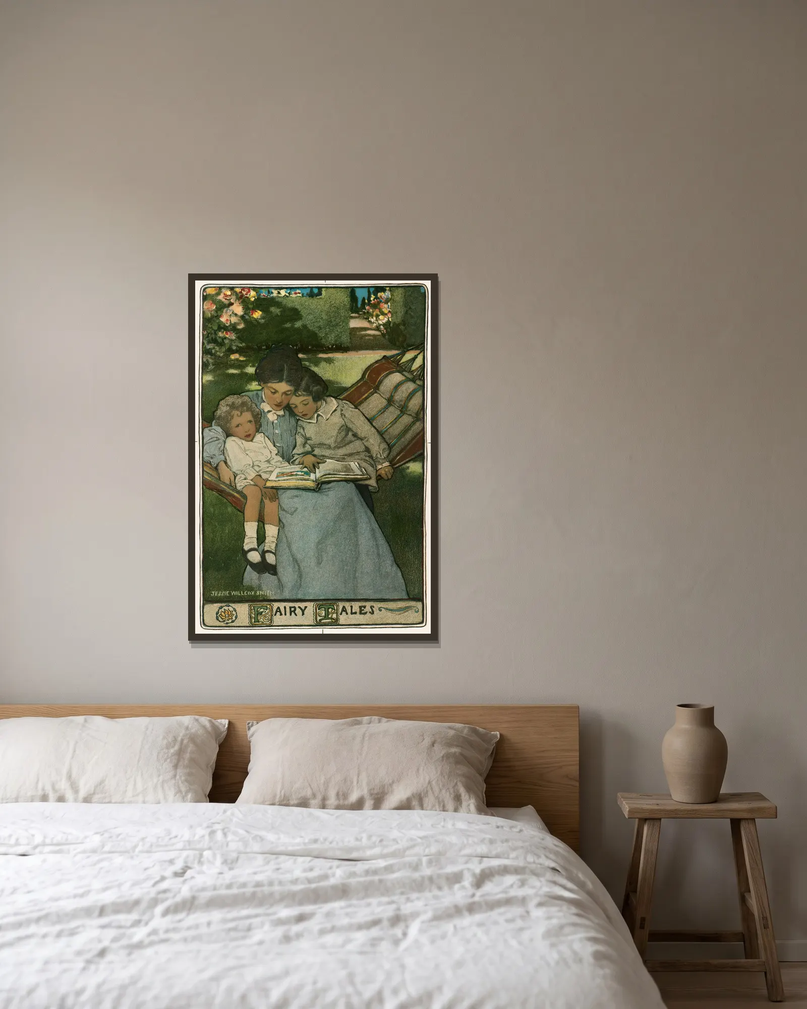 Fairy Tales av Jessie Willcox Smith inramad på en vägg