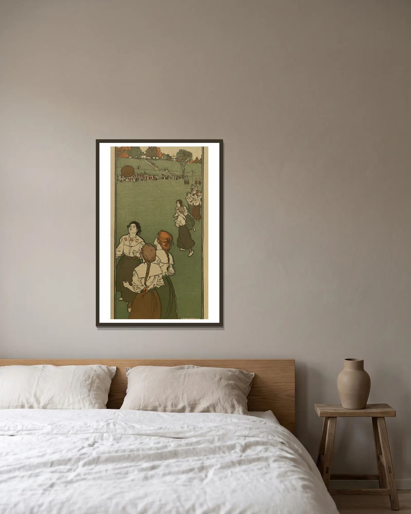 Febuary av Jessie Willcox Smith inramad på en vägg