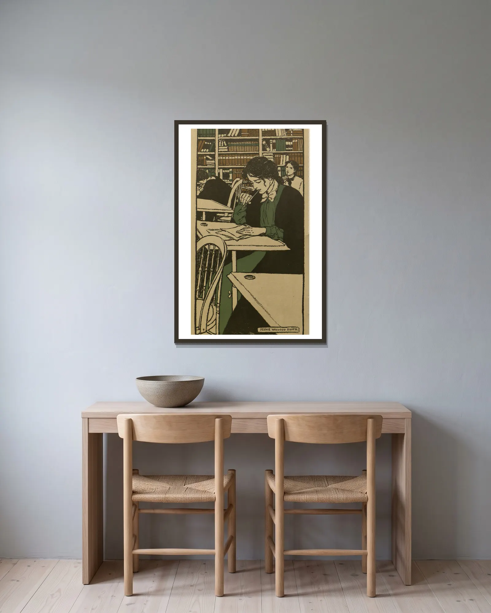 January av Jessie Willcox Smith inramad på en vägg