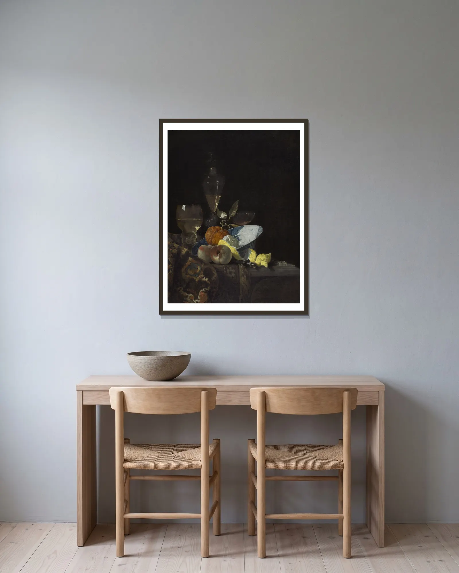 Still Life av Willem Kalf inramad på en vägg