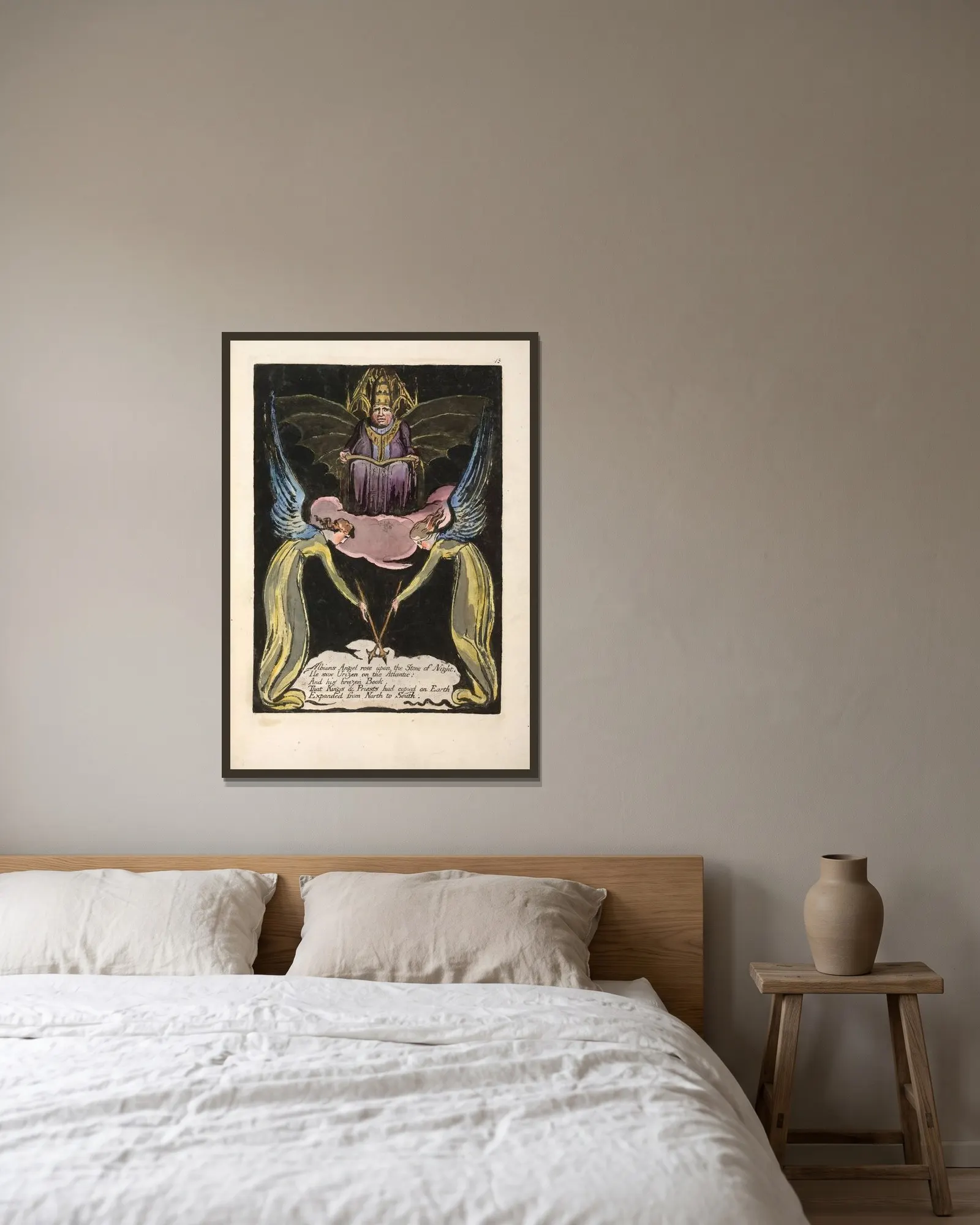 Albions Angel rose … av William Blake inramad på en vägg