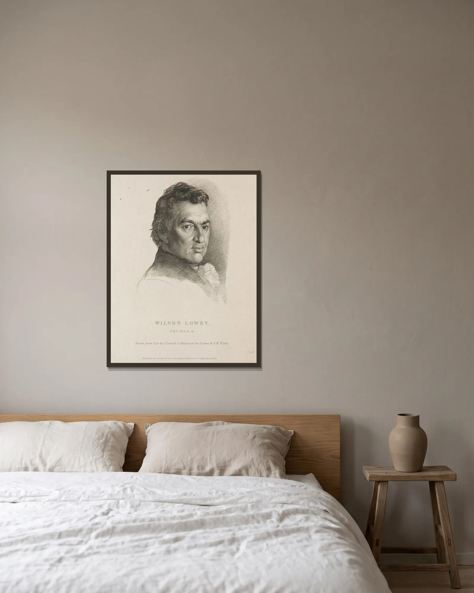 Wilson Lowry av William Blake inramad på en vägg