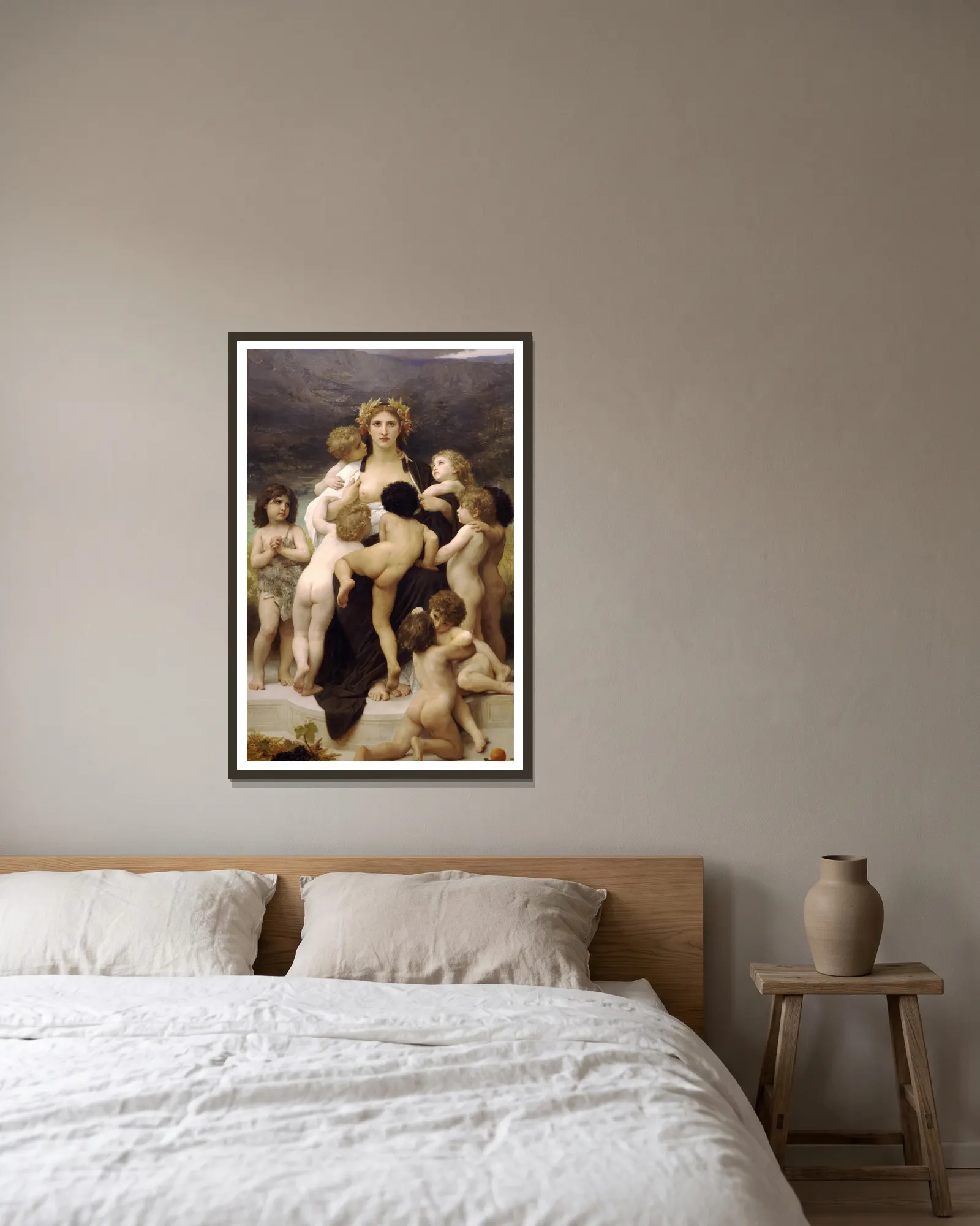 Alma Parens av William Bouguereau inramad på en vägg