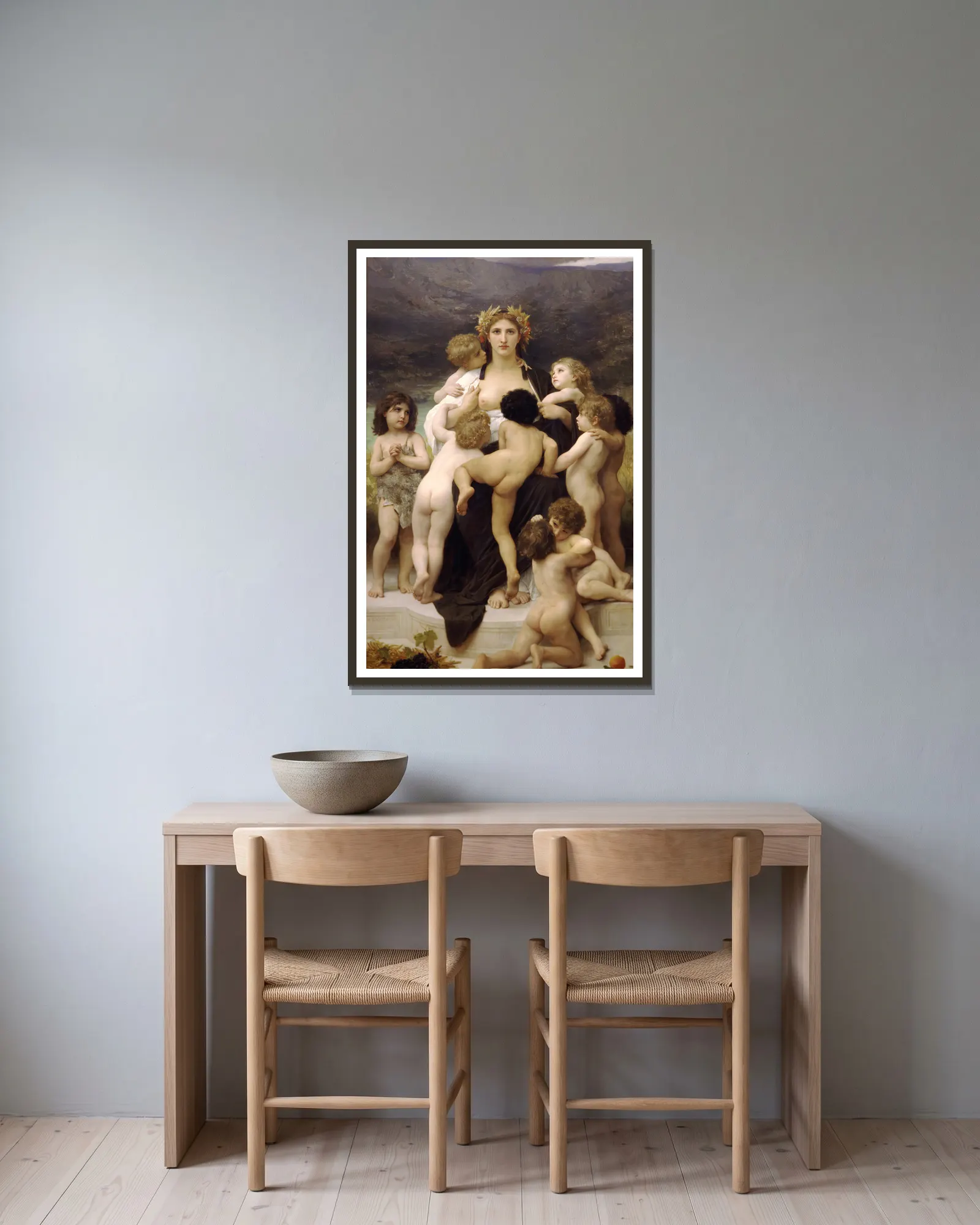 Alma Parens av William Bouguereau inramad på en vägg