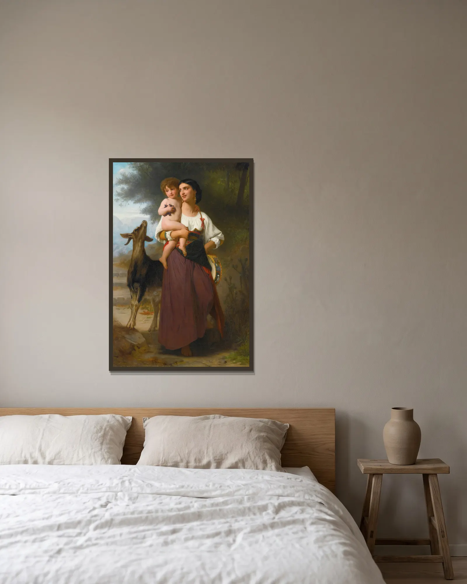 Convoitise av William Bouguereau inramad på en vägg