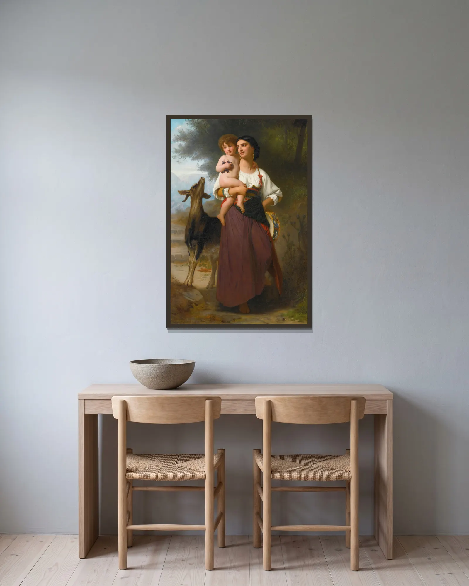 Convoitise av William Bouguereau inramad på en vägg