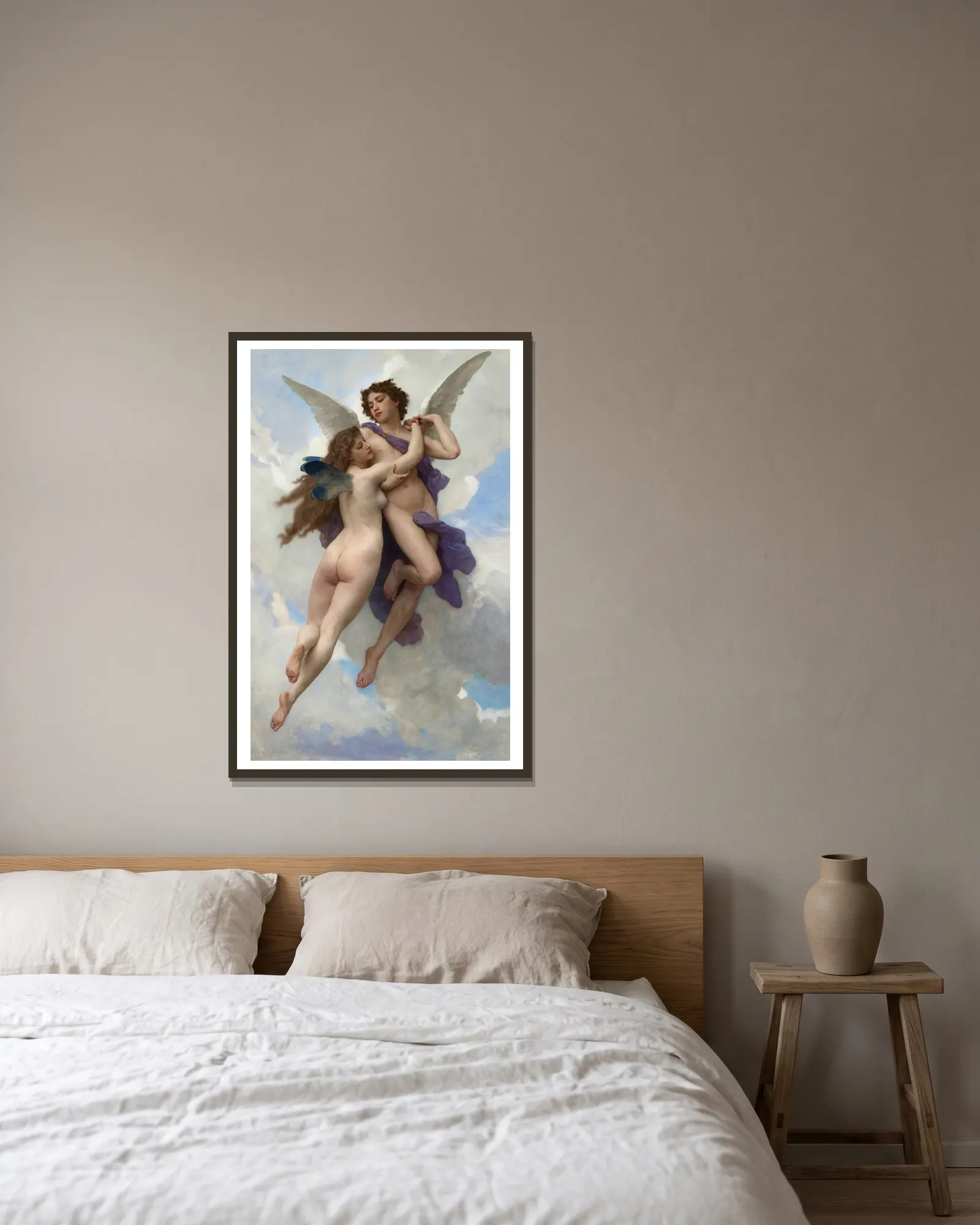 Love And Psyché av William Bouguereau inramad på en vägg