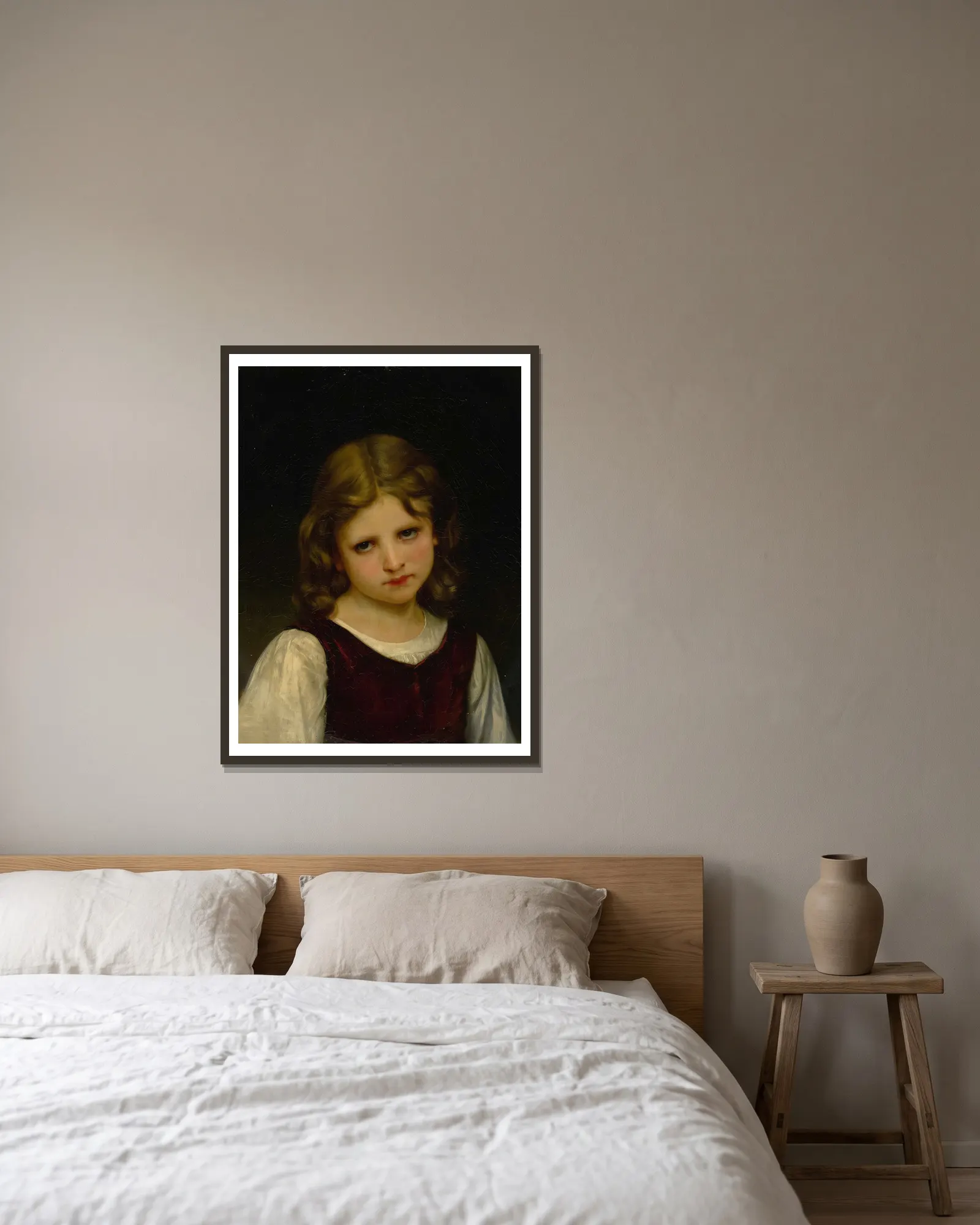 Mignon av William Bouguereau inramad på en vägg