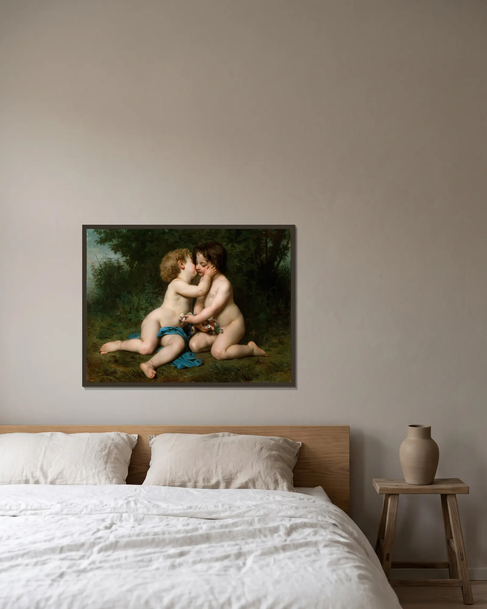 Peace av William Bouguereau inramad på en vägg