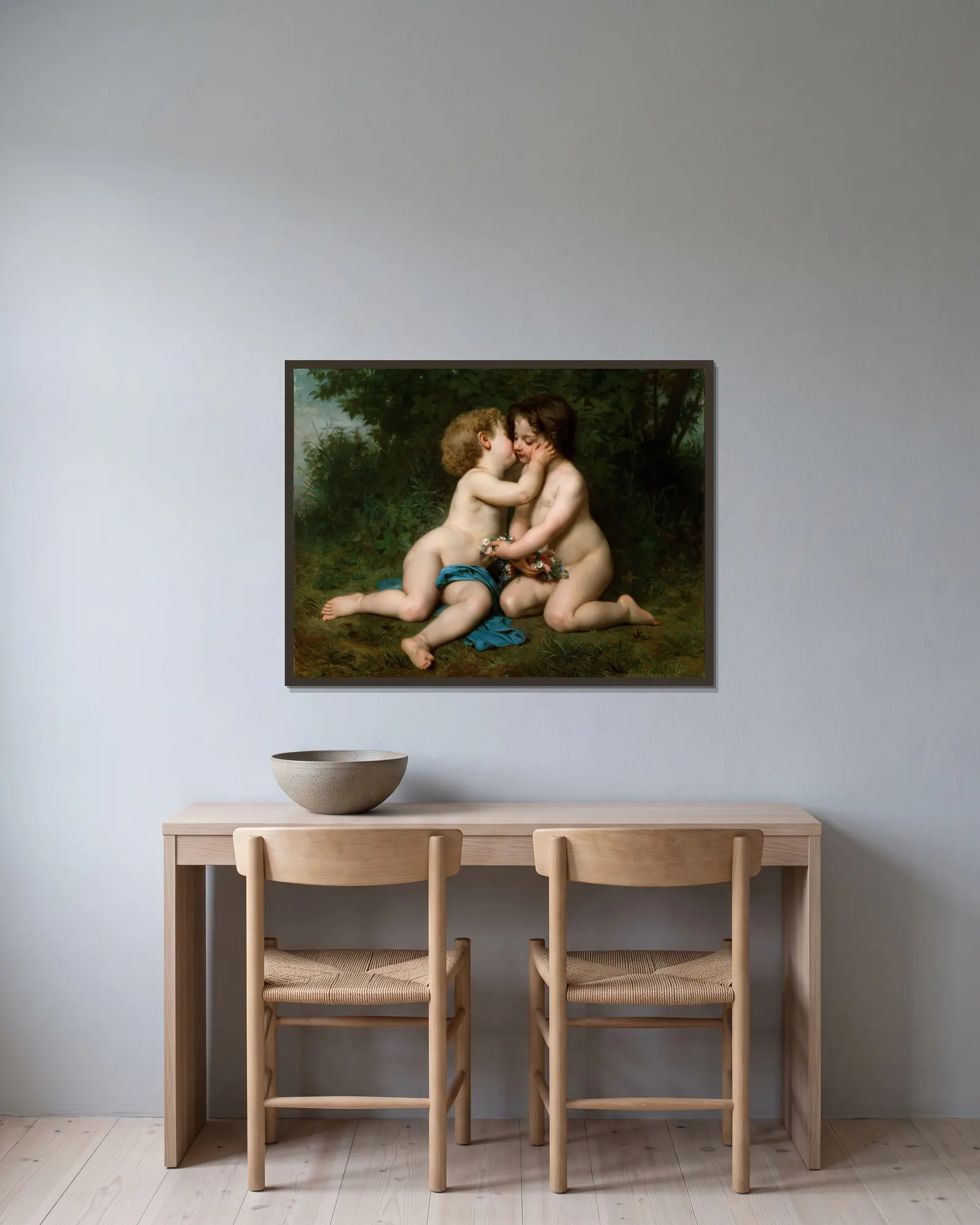 Peace av William Bouguereau inramad på en vägg