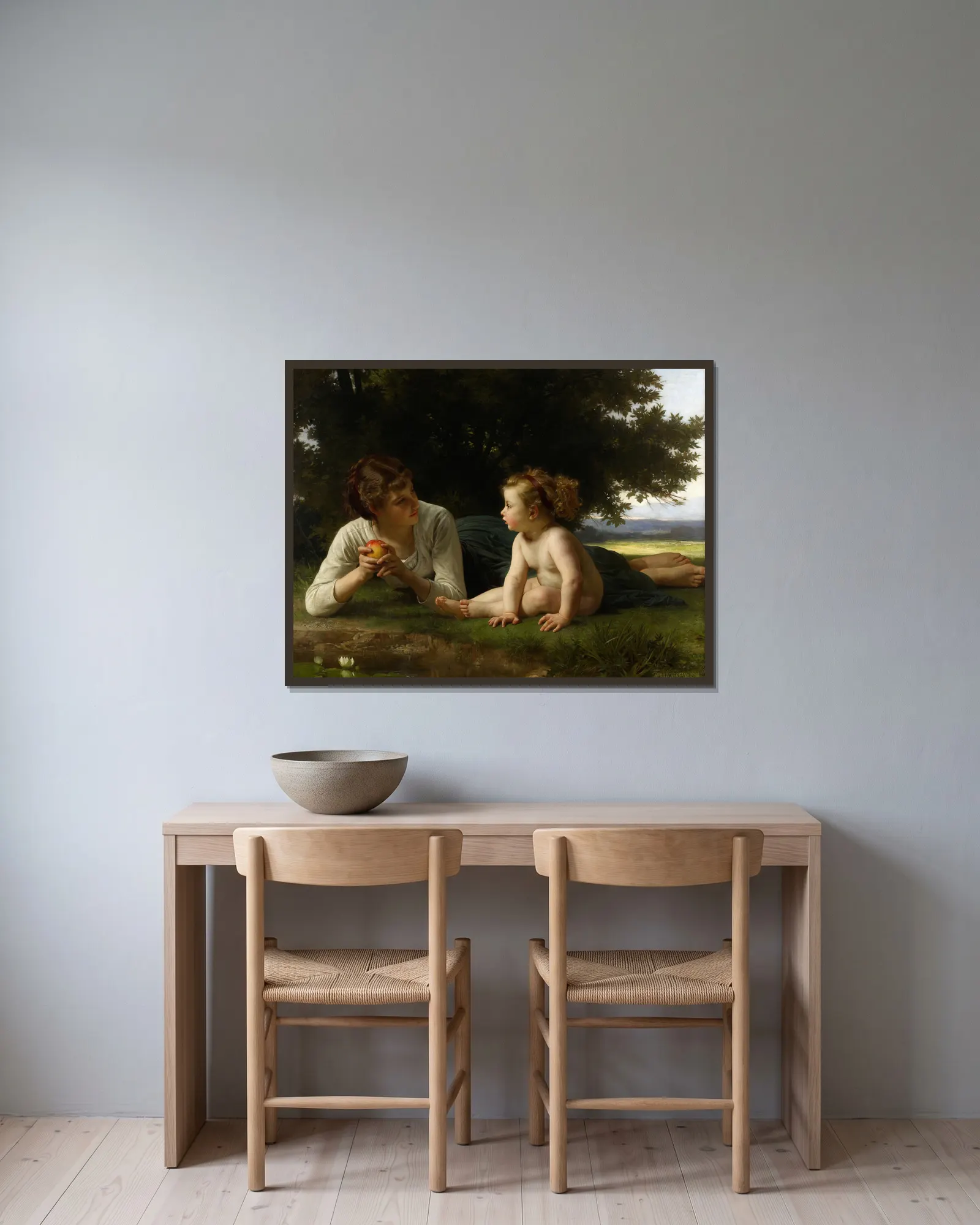 Temptation av William Bouguereau inramad på en vägg