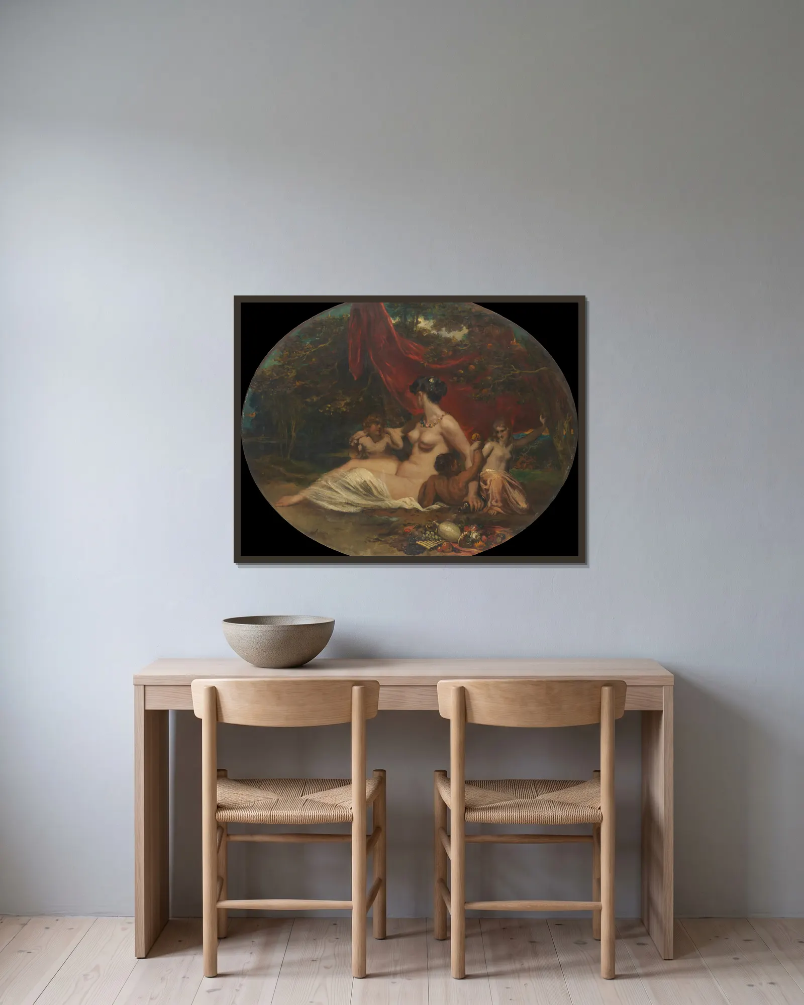 Allegory av William Etty inramad på en vägg