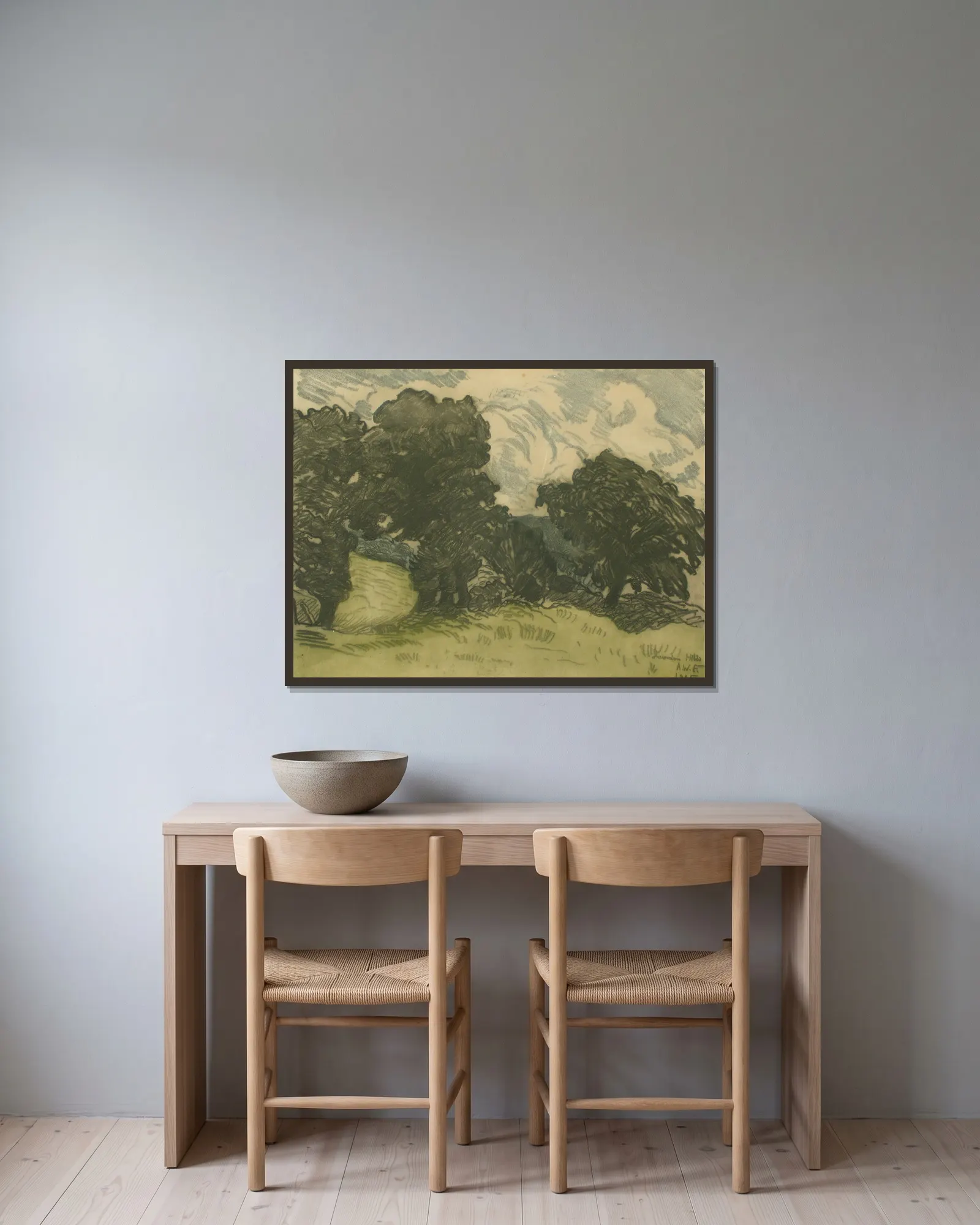 Laindon Hill II av Alfred William Finch inramad på en vägg