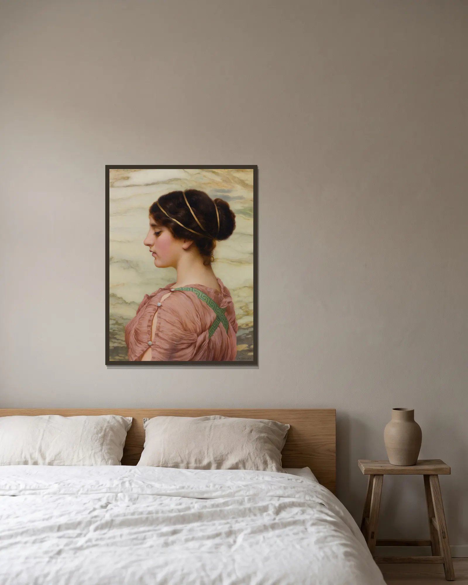 Marcella av John William Godward inramad på en vägg