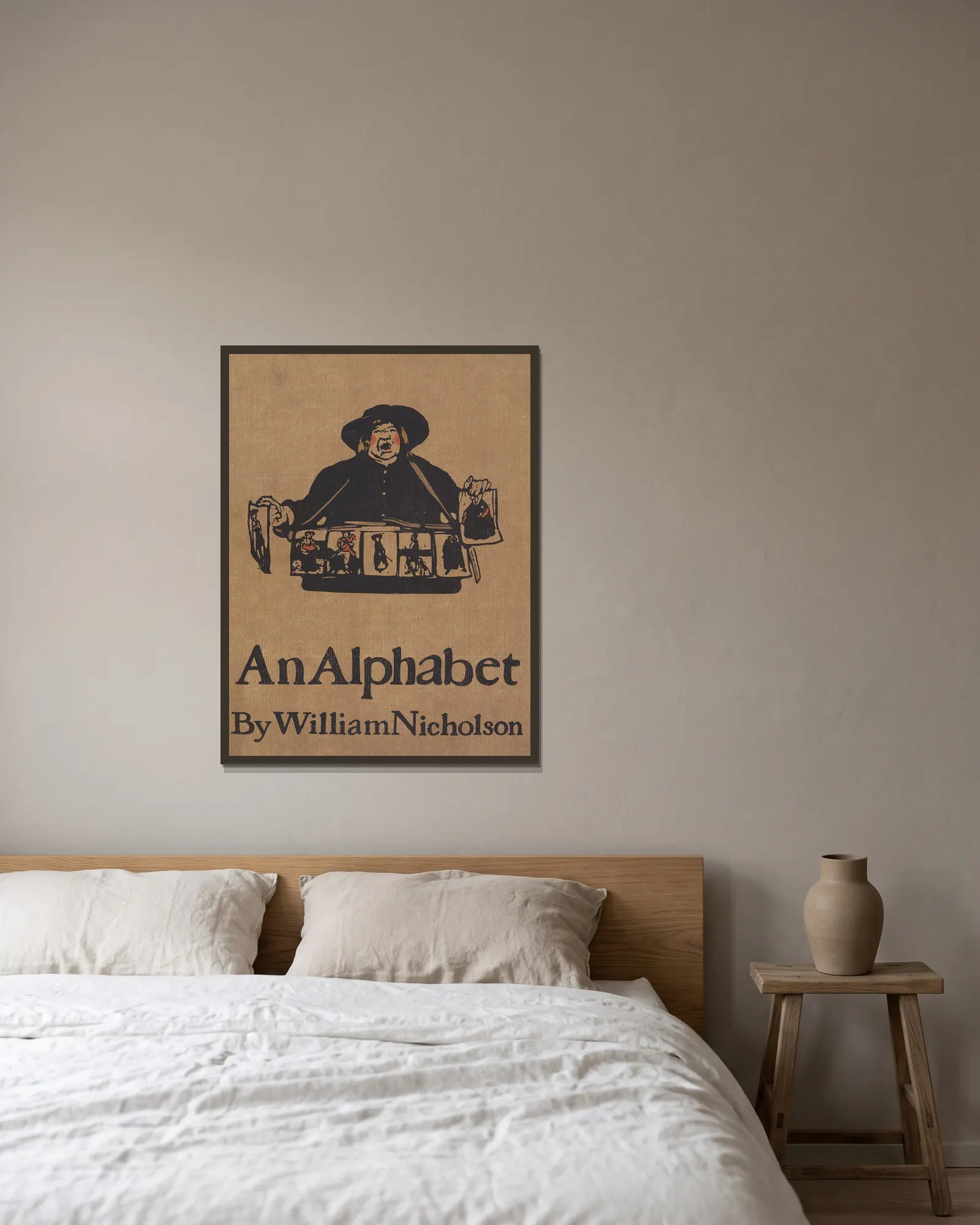An Alphabet – cover av William Nicholson inramad på en vägg