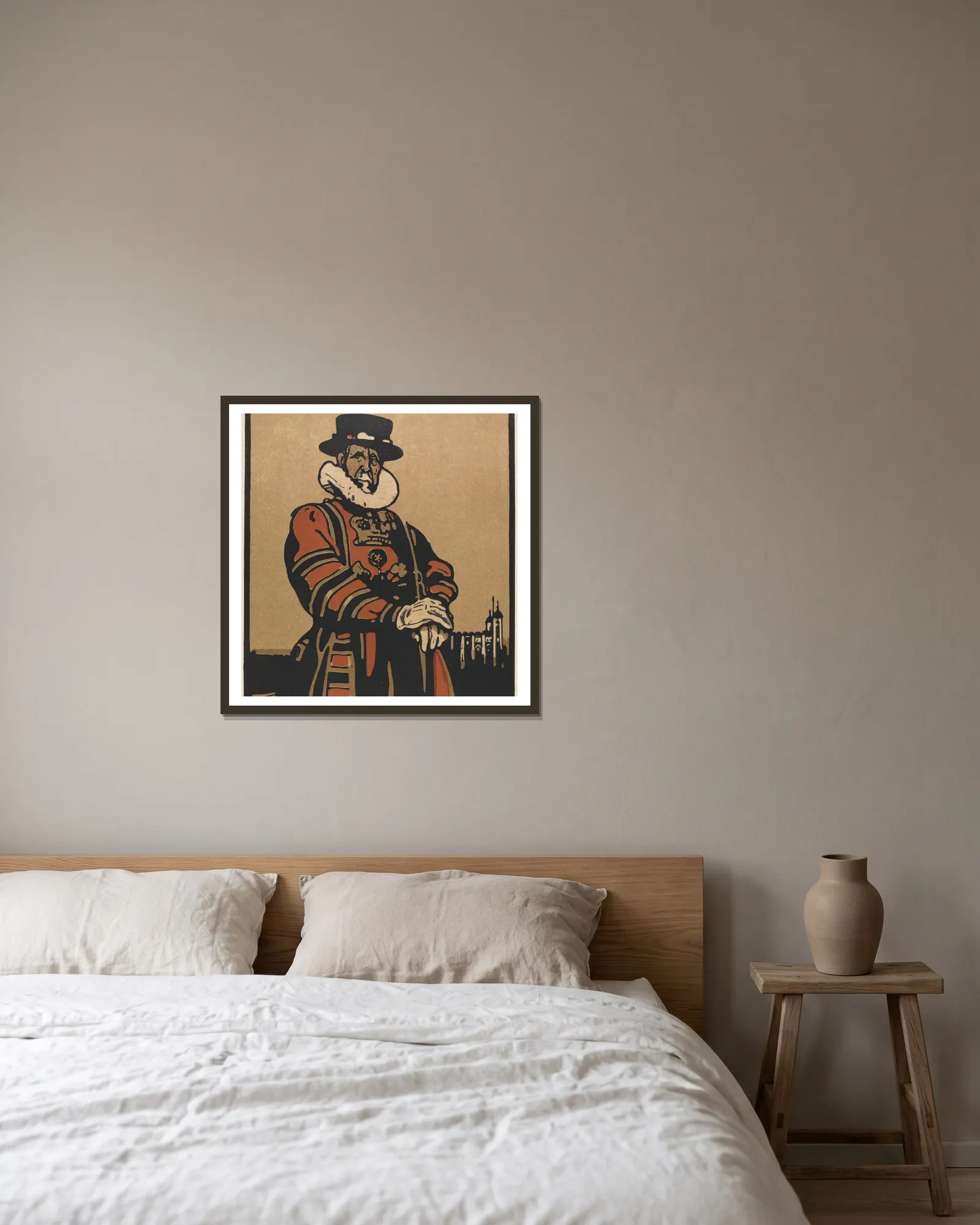 Beefeater av William Nicholson inramad på en vägg