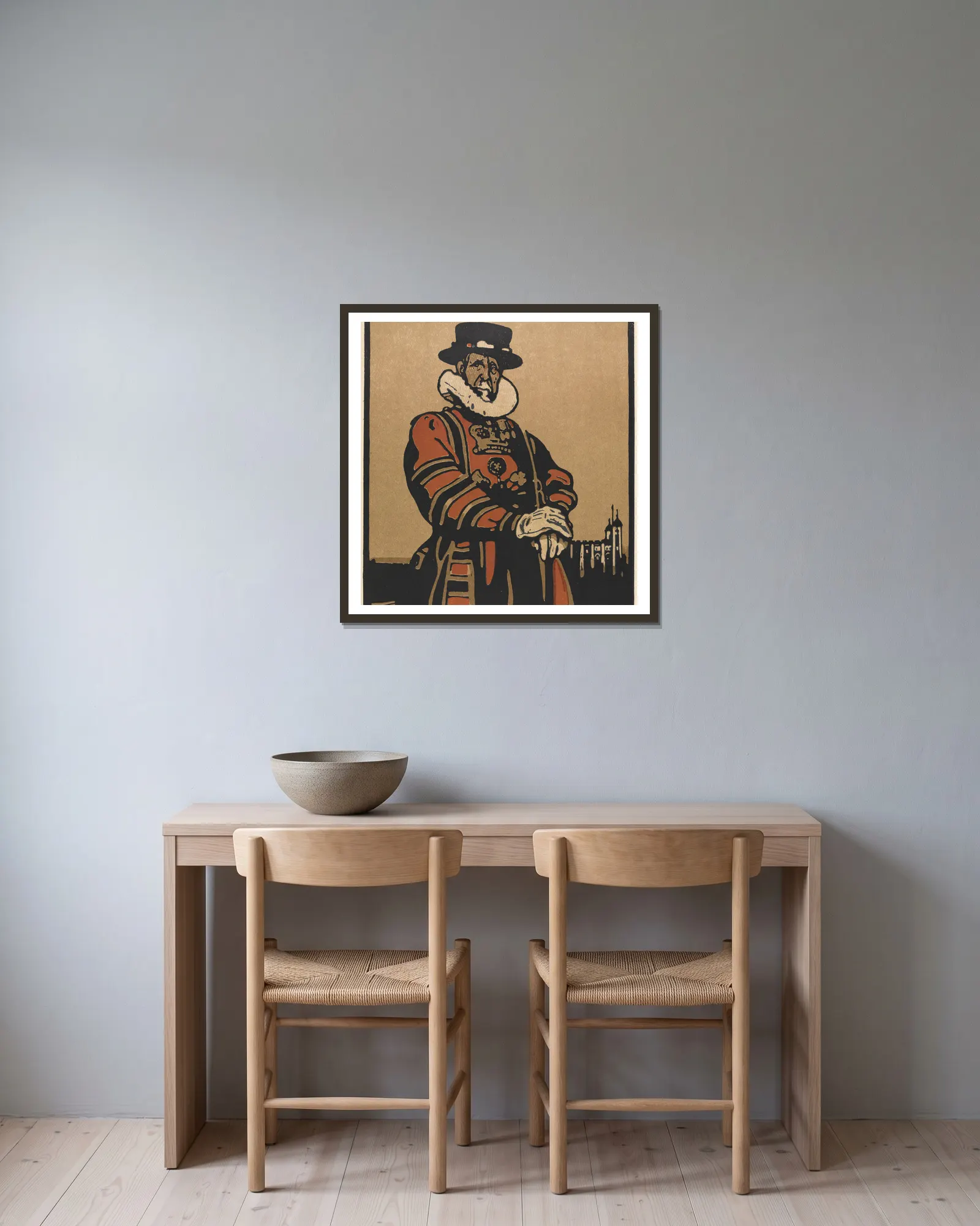 Beefeater av William Nicholson inramad på en vägg