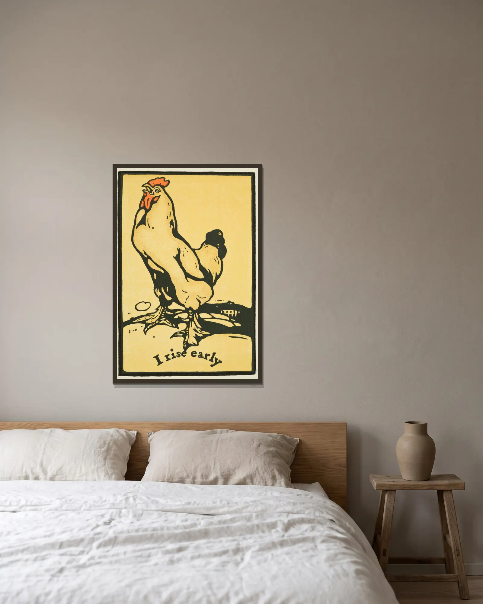 I Rise Early (18th century) av William Nicholson inramad på en vägg