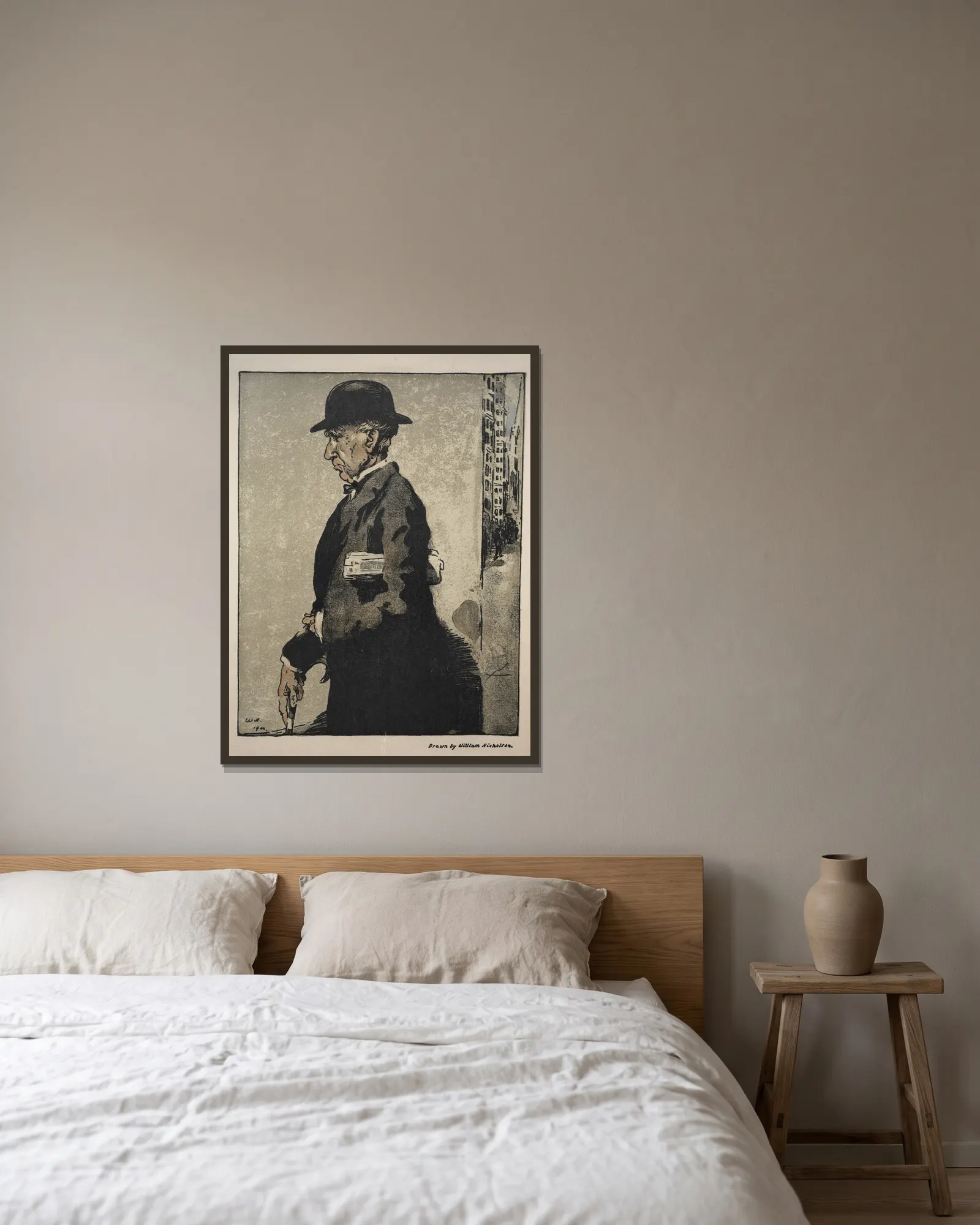 Russell Sage av William Nicholson inramad på en vägg