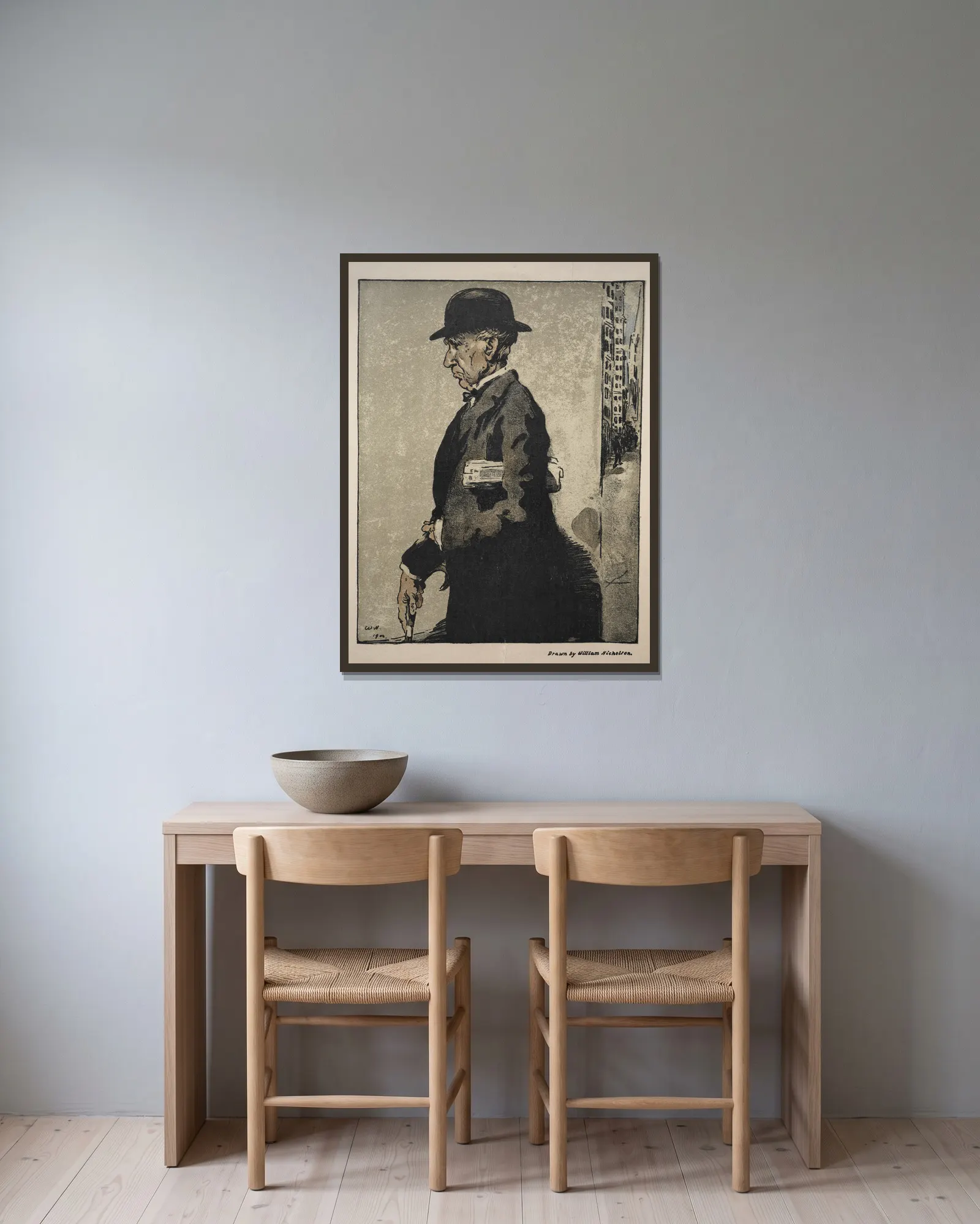 Russell Sage av William Nicholson inramad på en vägg