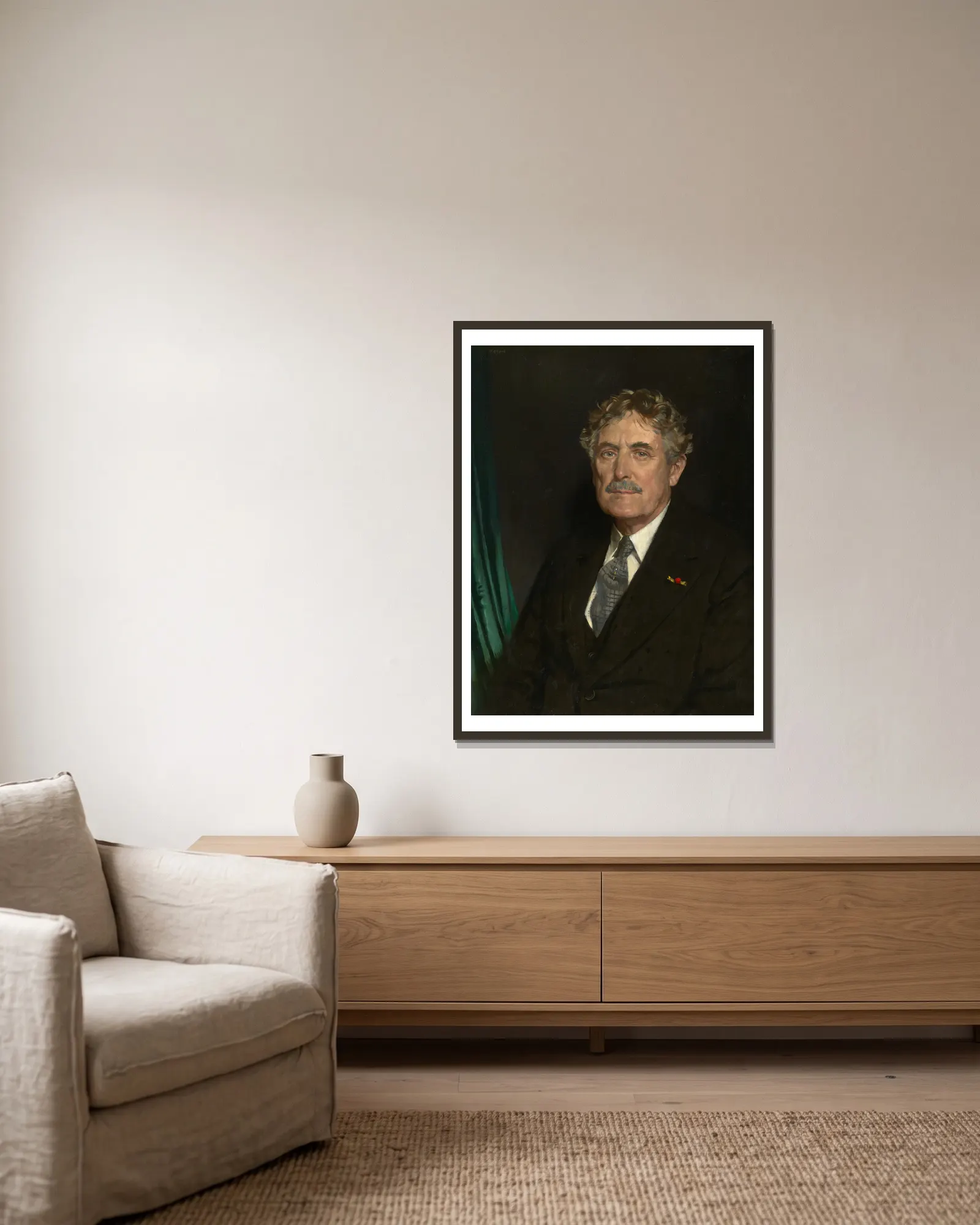 Myron Timothy Herrick av William Orpen inramad på en vägg
