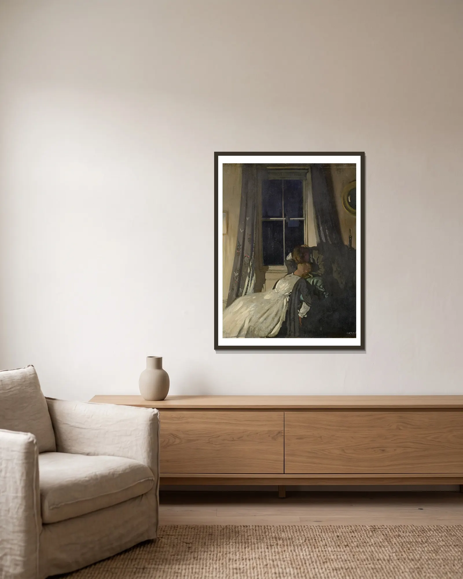 Night (no. 2) av William Orpen inramad på en vägg