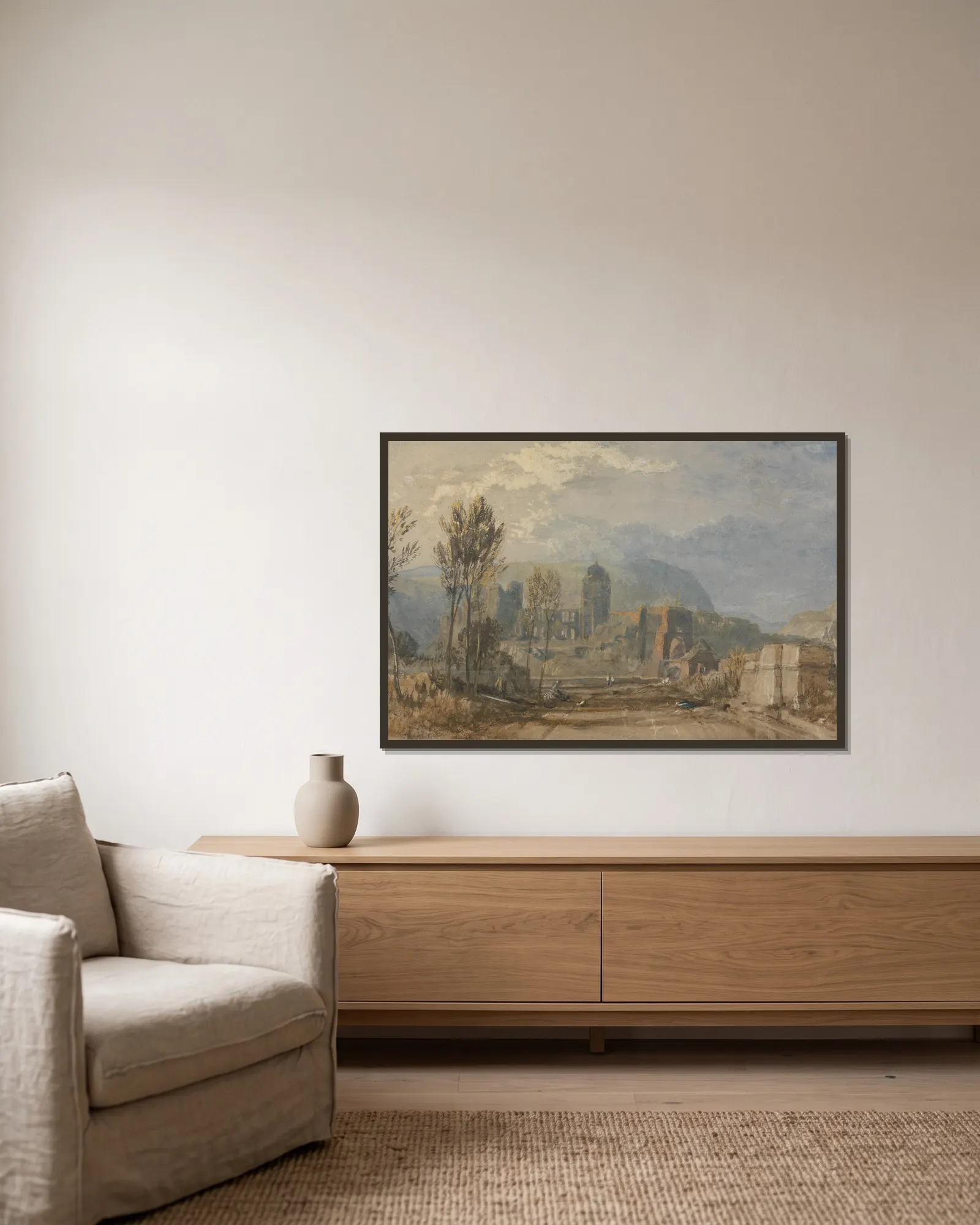 Andernach av Joseph Mallord William Turner inramad på en vägg