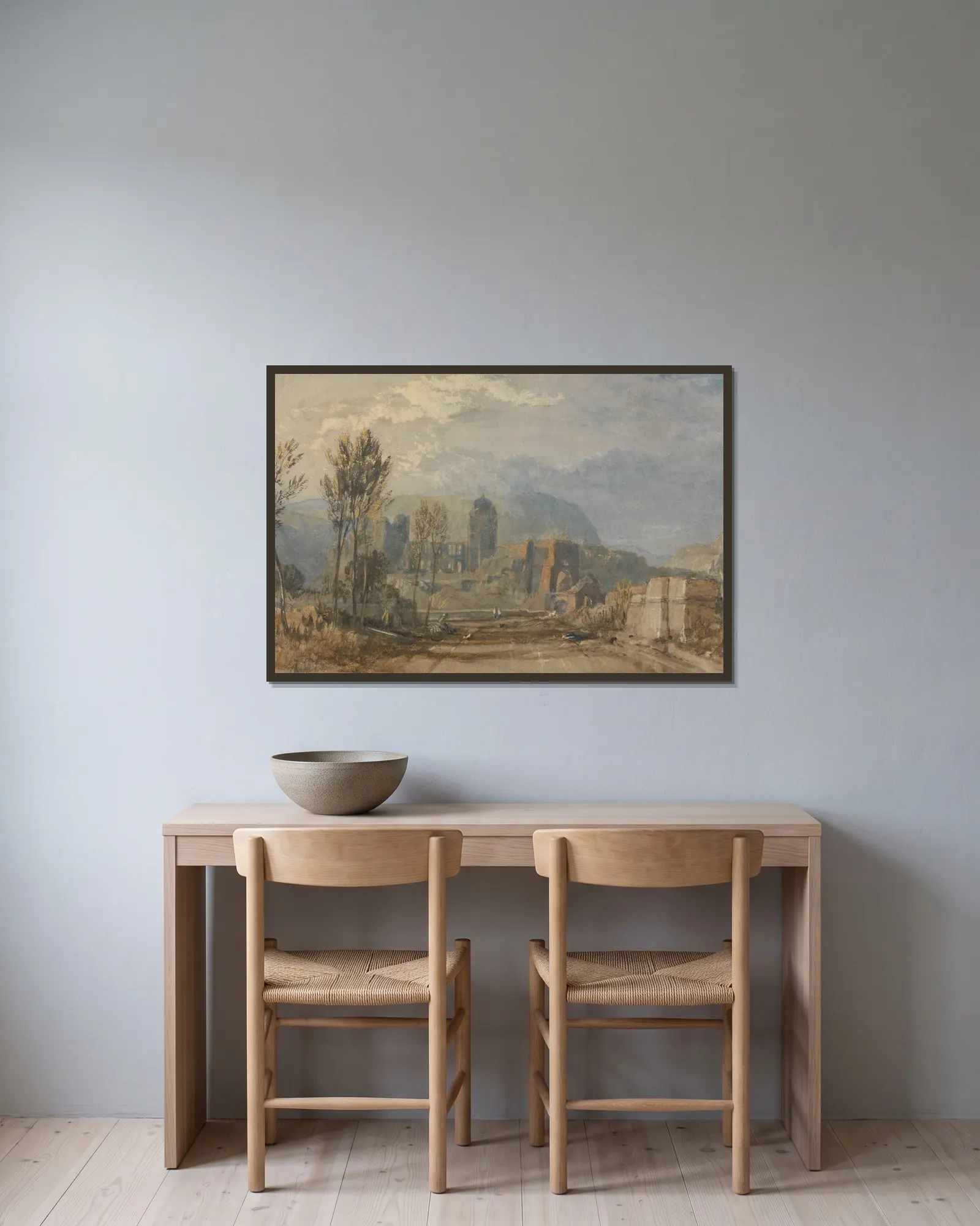 Andernach av Joseph Mallord William Turner inramad på en vägg