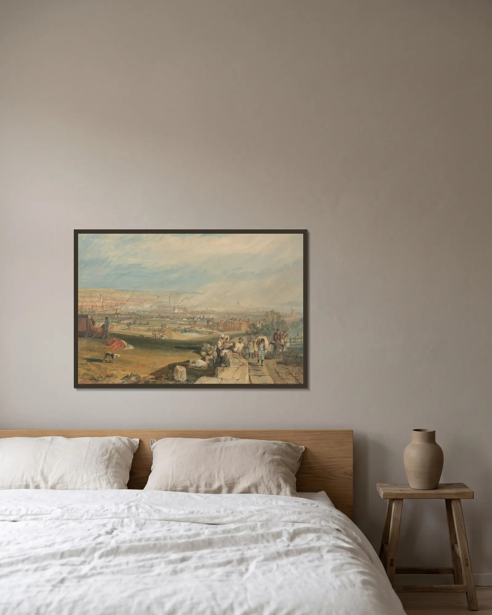 Leeds av Joseph Mallord William Turner inramad på en vägg