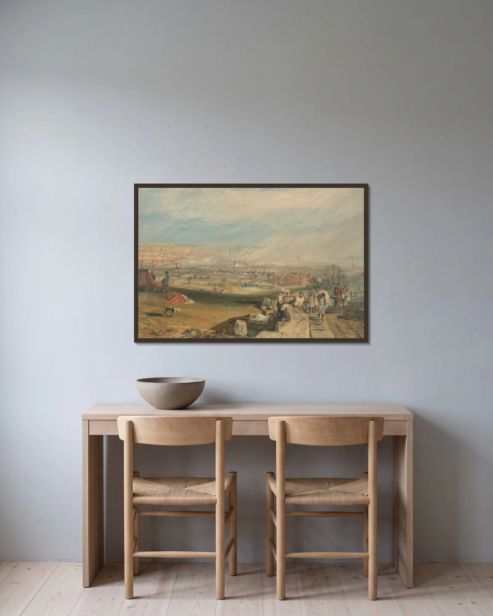 Leeds av Joseph Mallord William Turner inramad på en vägg