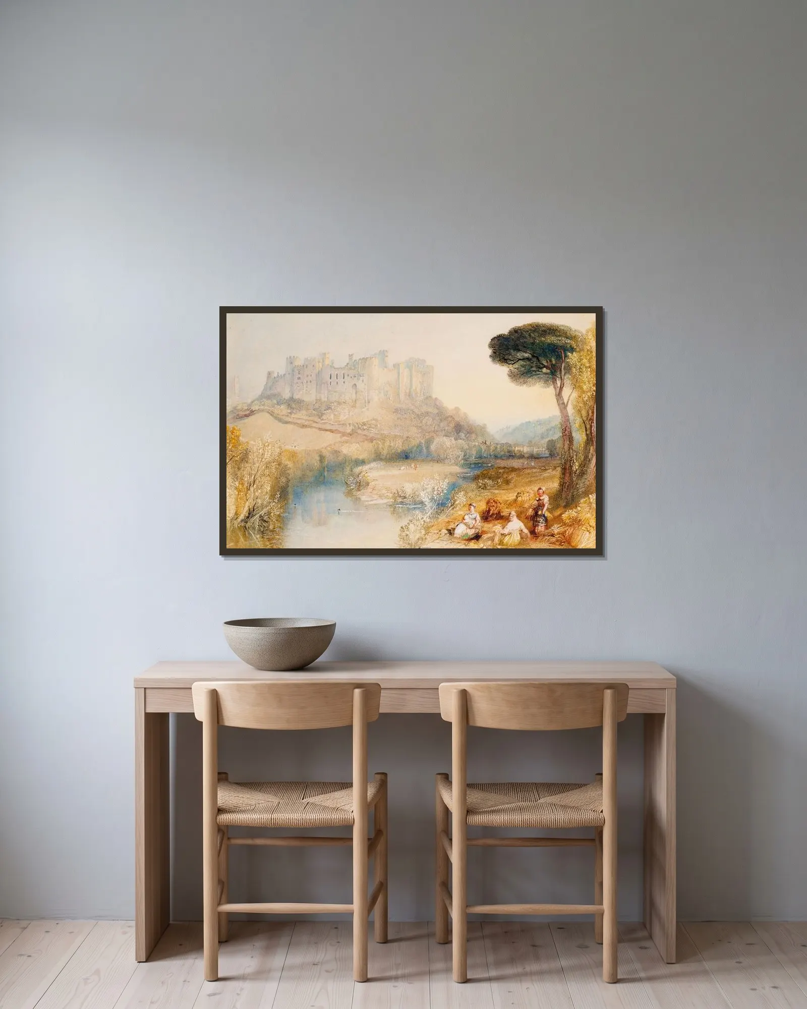 Ludlow Castle, Shropshire av Joseph Mallord William Turner inramad på en vägg
