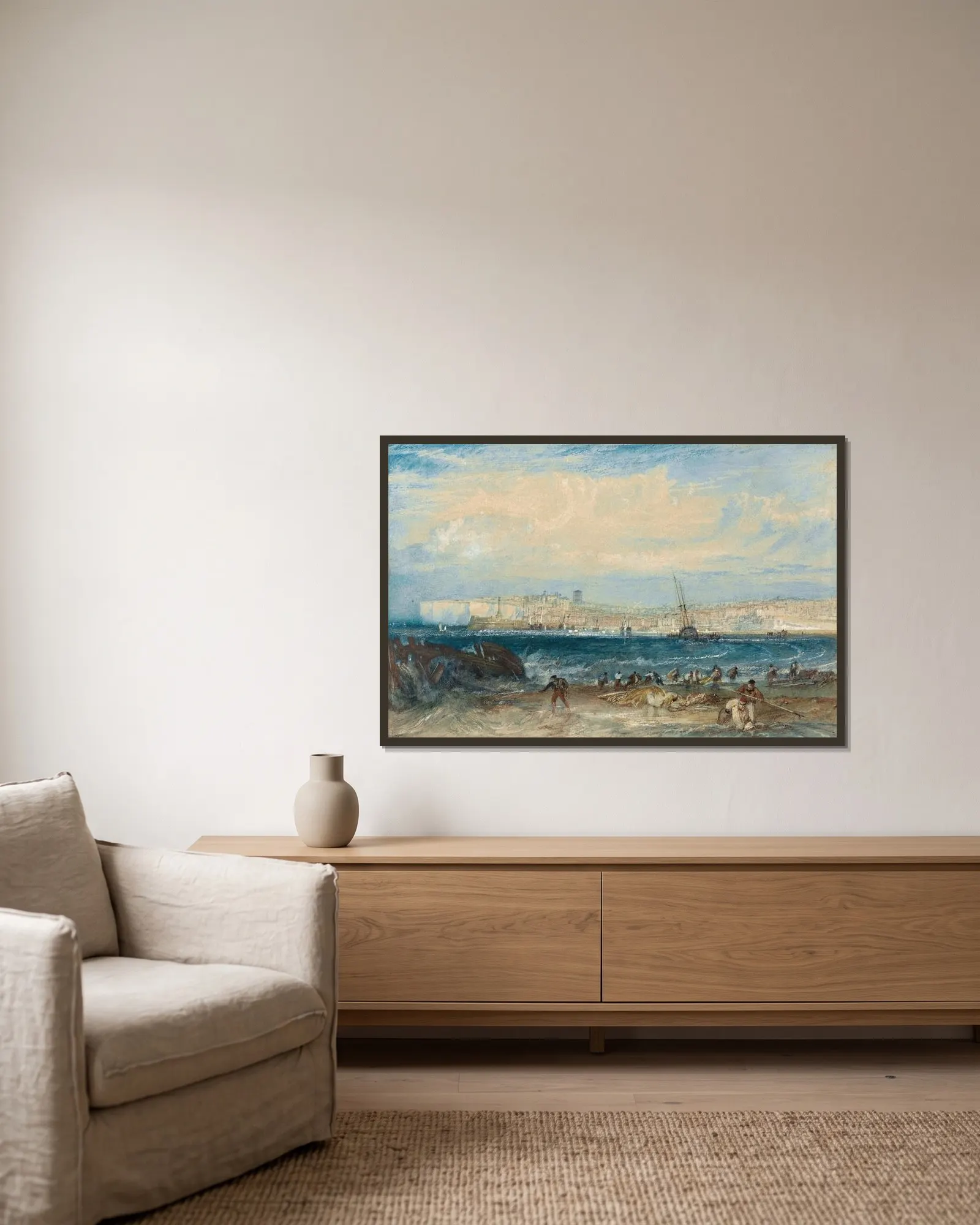 Margate av Joseph Mallord William Turner inramad på en vägg