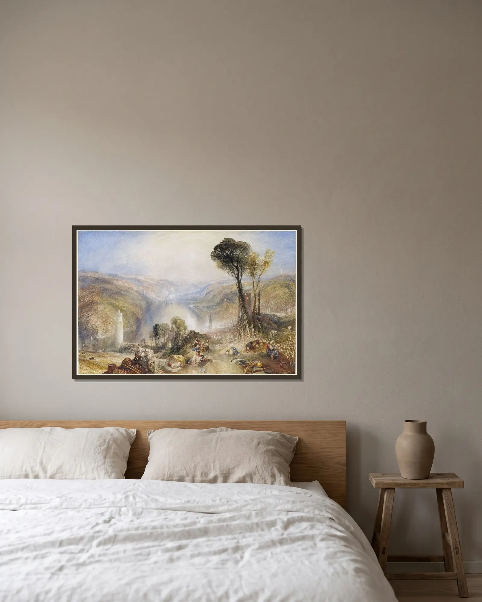 Oberwesel av Joseph Mallord William Turner inramad på en vägg