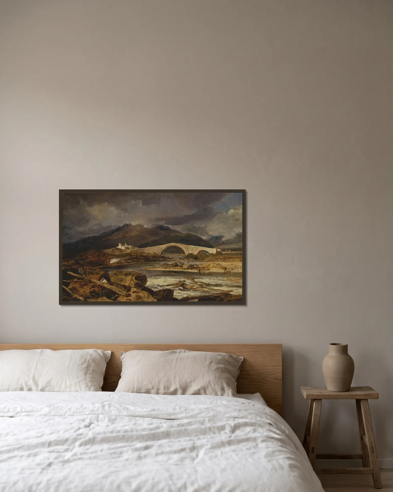 Tummel Bridge, Perthshire av Joseph Mallord William Turner inramad på en vägg