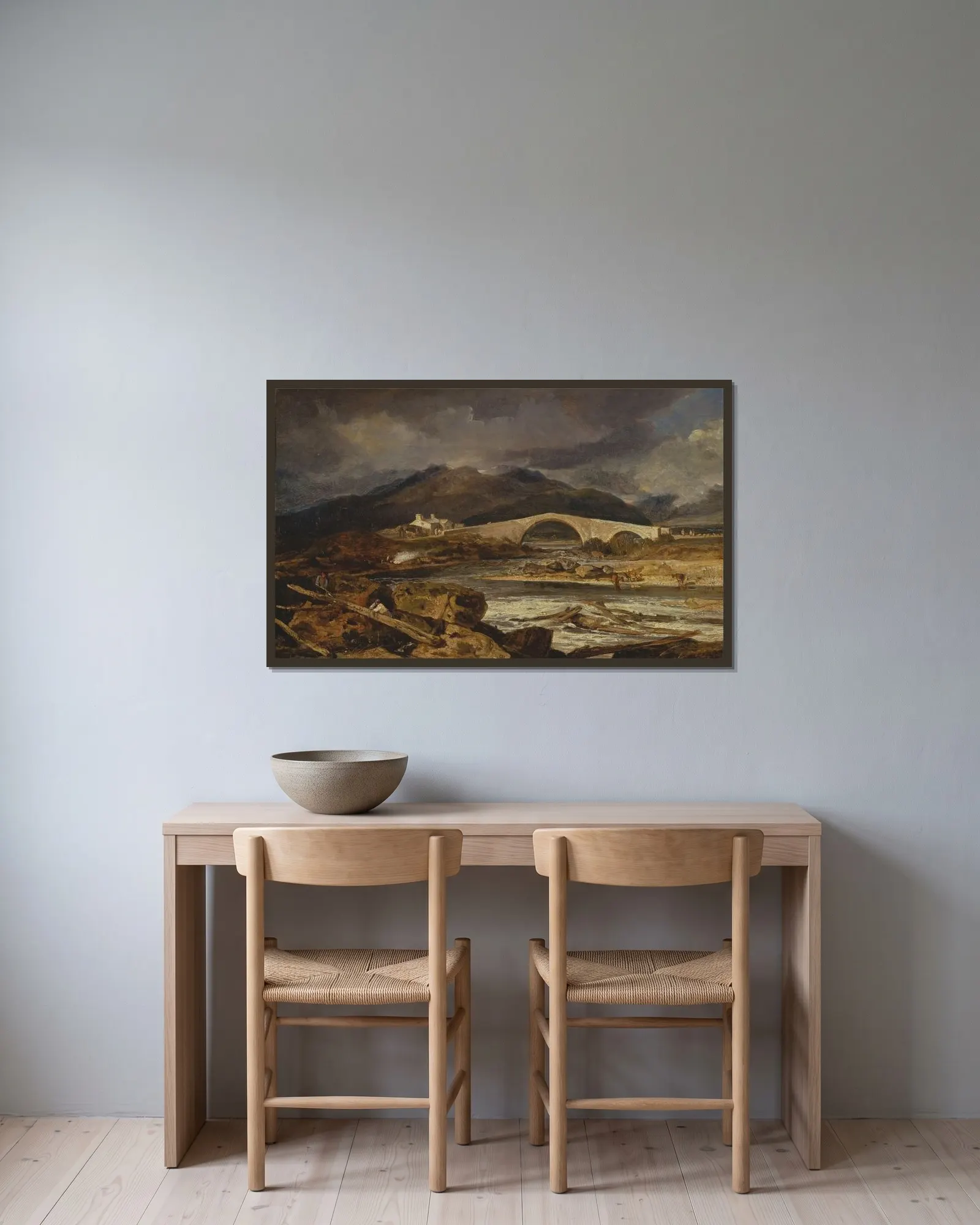 Tummel Bridge, Perthshire av Joseph Mallord William Turner inramad på en vägg