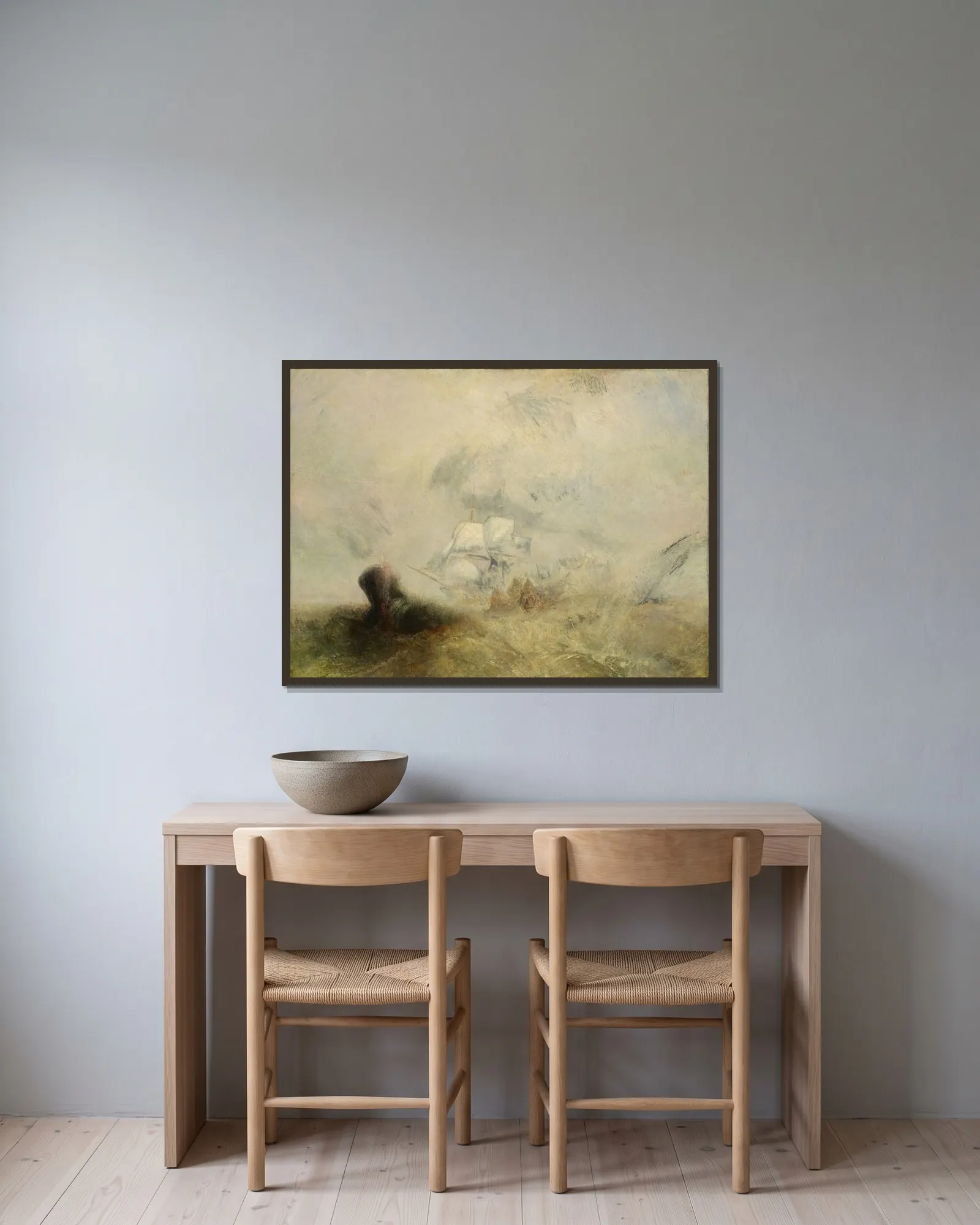 Whalers av Joseph Mallord William Turner inramad på en vägg