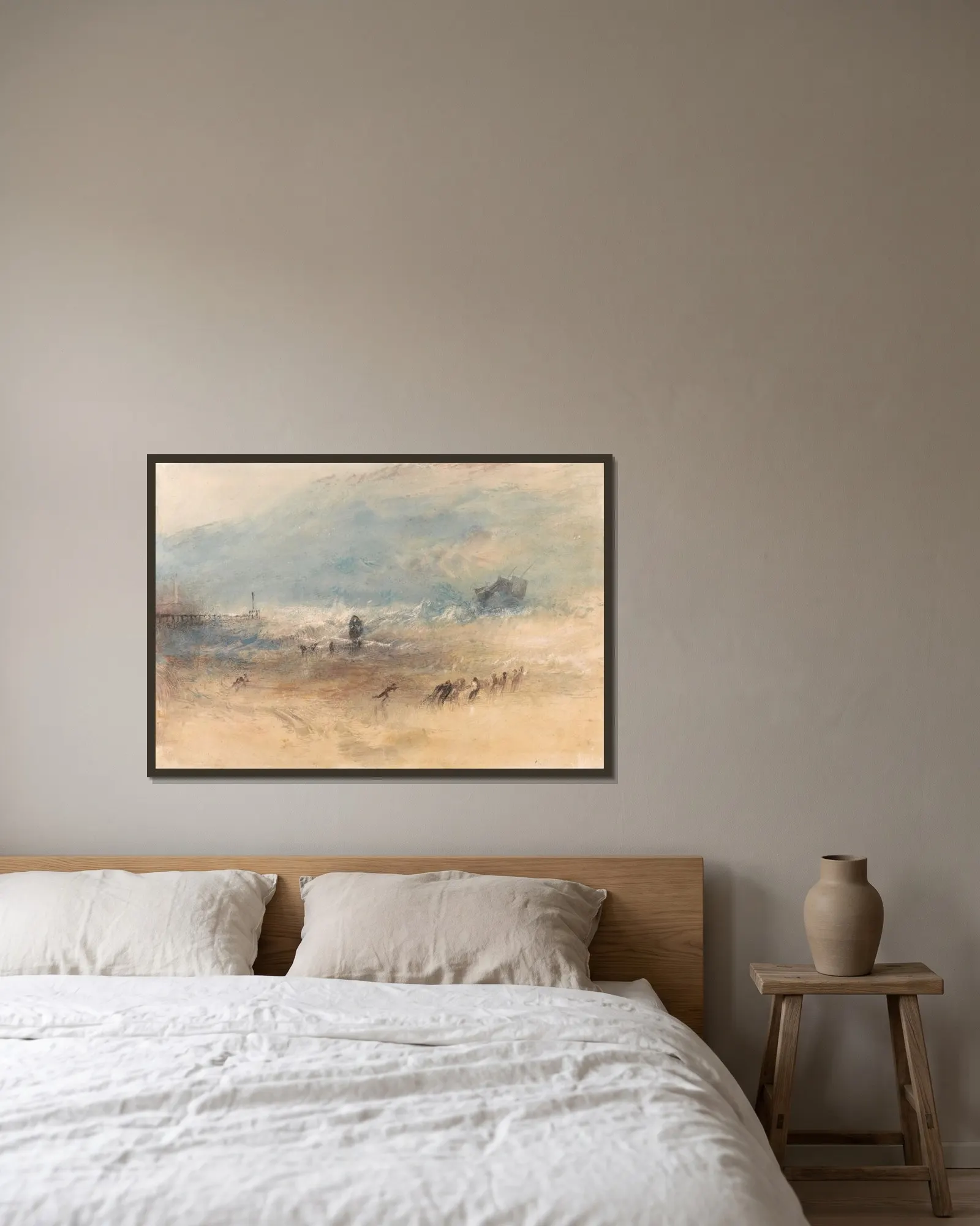 Yarmouth Sands av Joseph Mallord William Turner inramad på en vägg